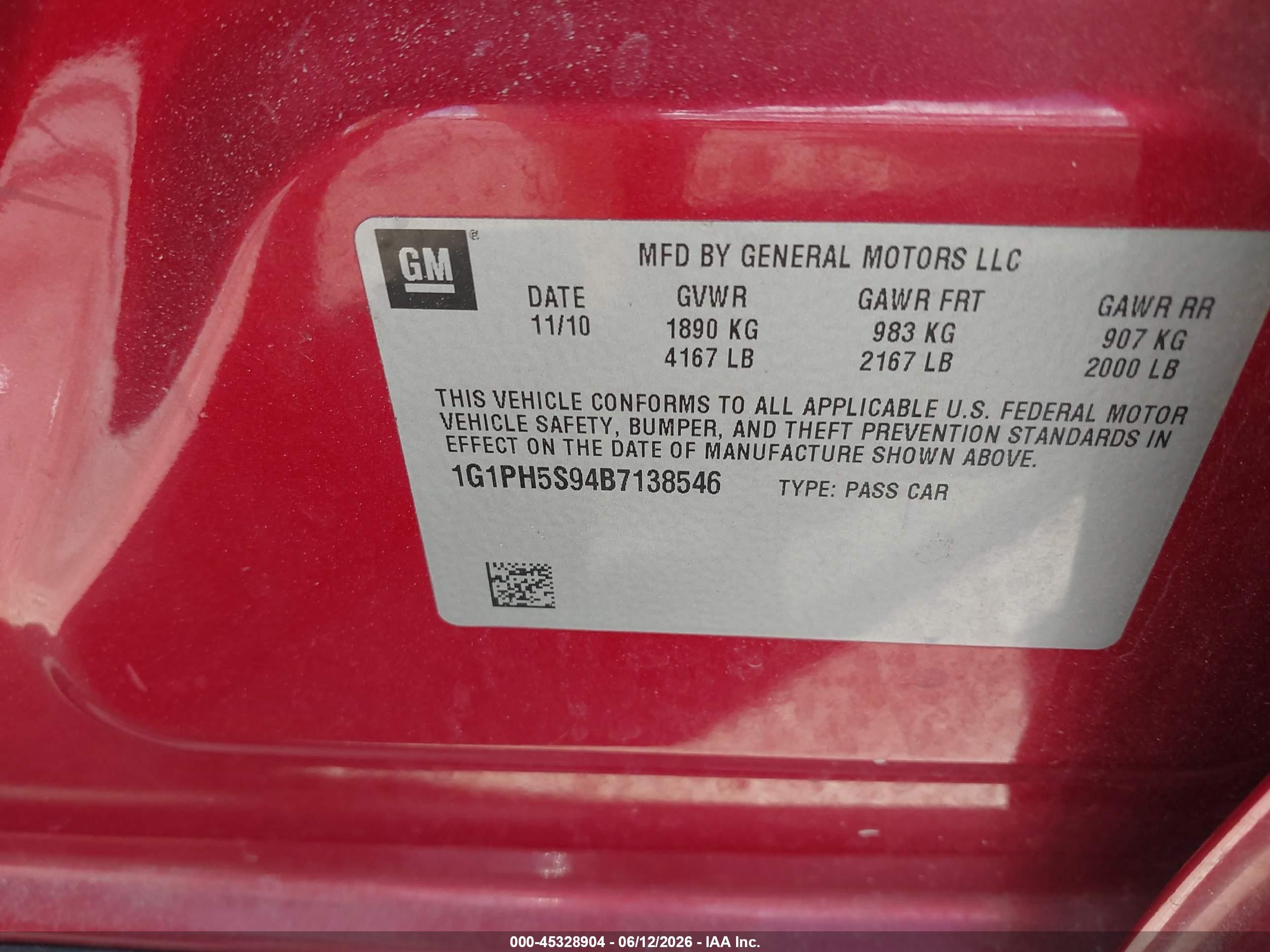 2011 Chevrolet Cruze Ltz Red vin: 1G1PH5S94B7138546