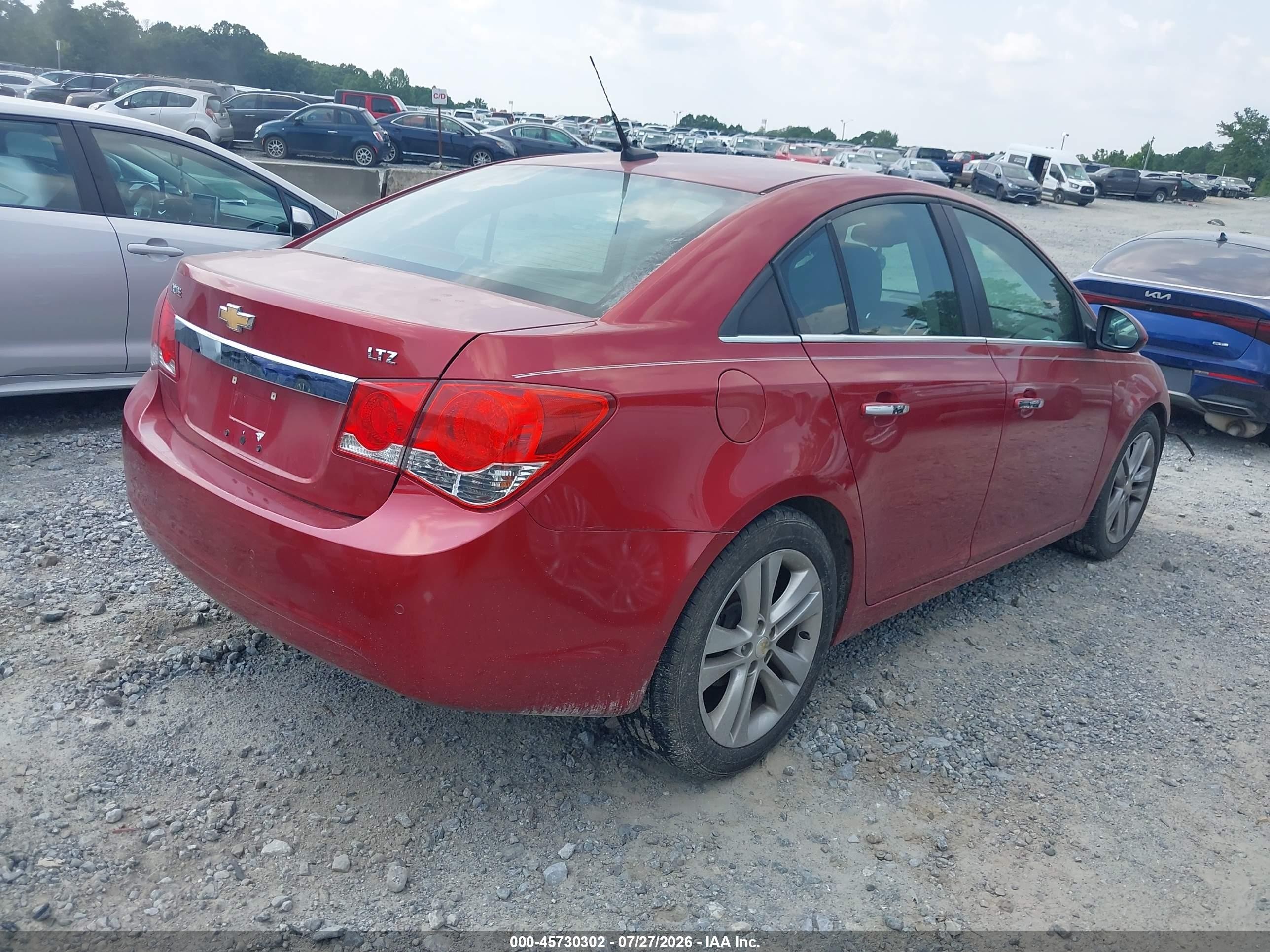 2011 Chevrolet Cruze Ltz Red vin: 1G1PH5S94B7140877