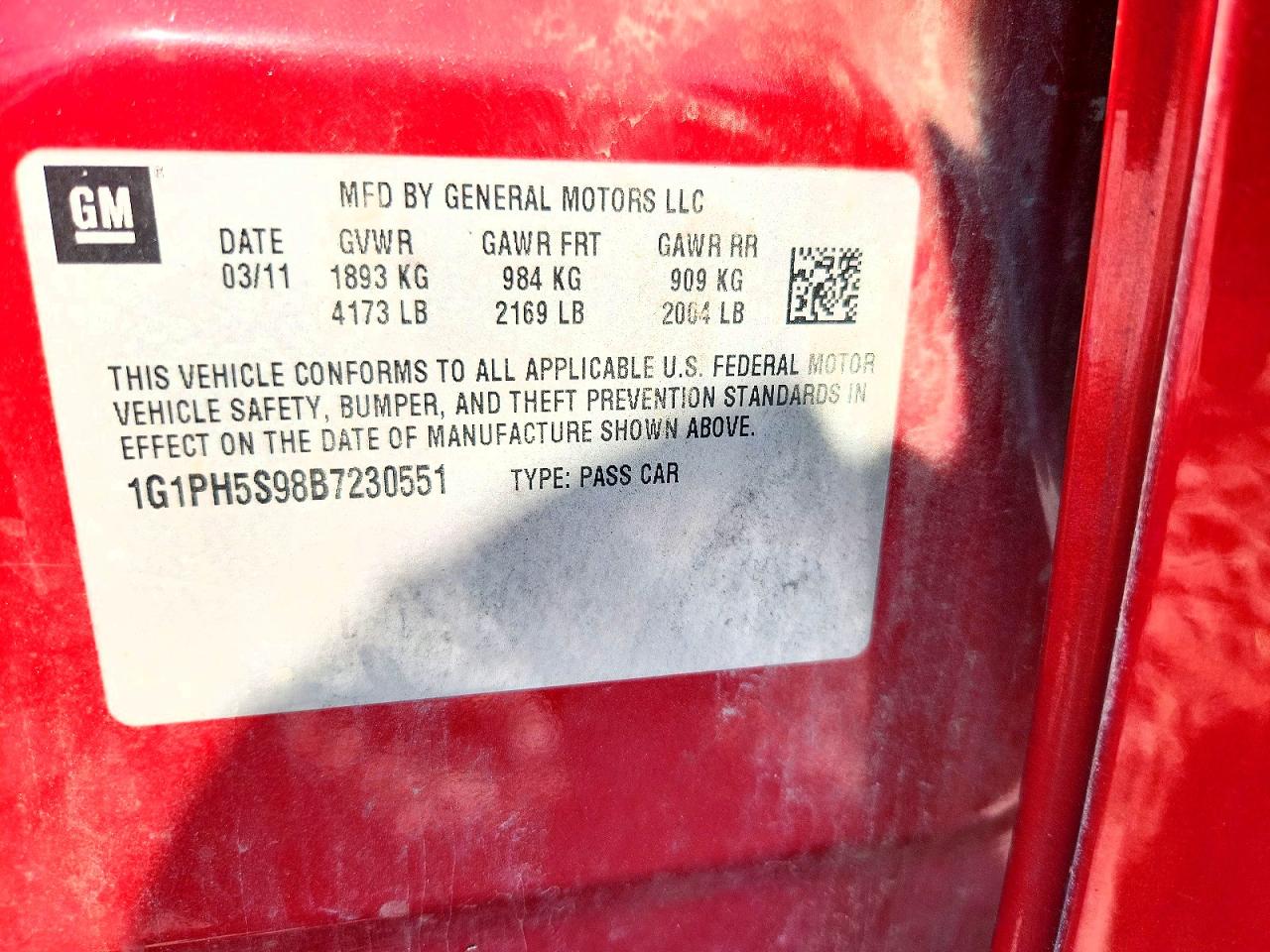 2011 Chevrolet Cruze Ltz Red vin: 1G1PH5S98B7230551