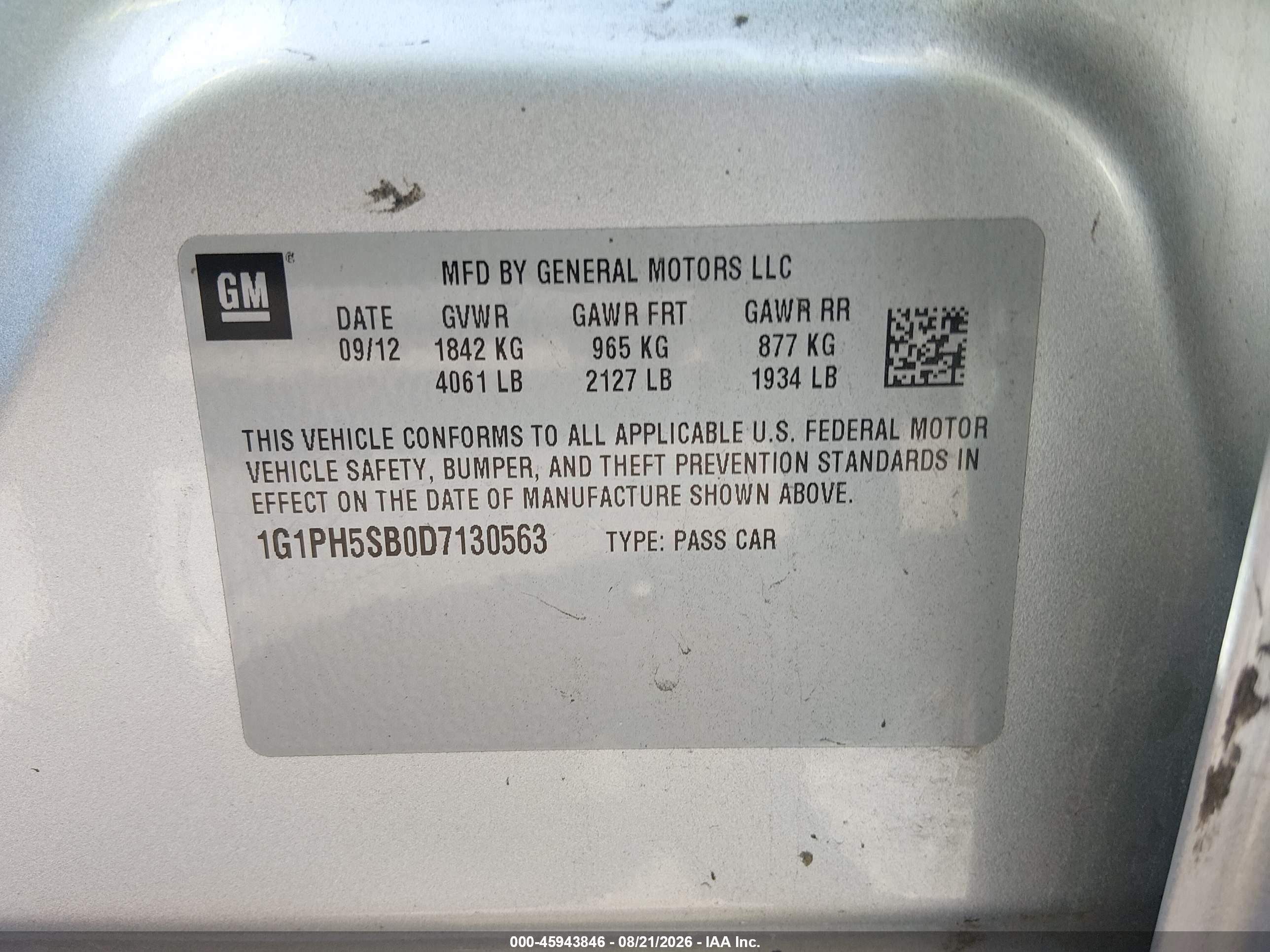 2013 Chevrolet Cruze Eco Auto Silver vin: 1G1PH5SB0D7130563