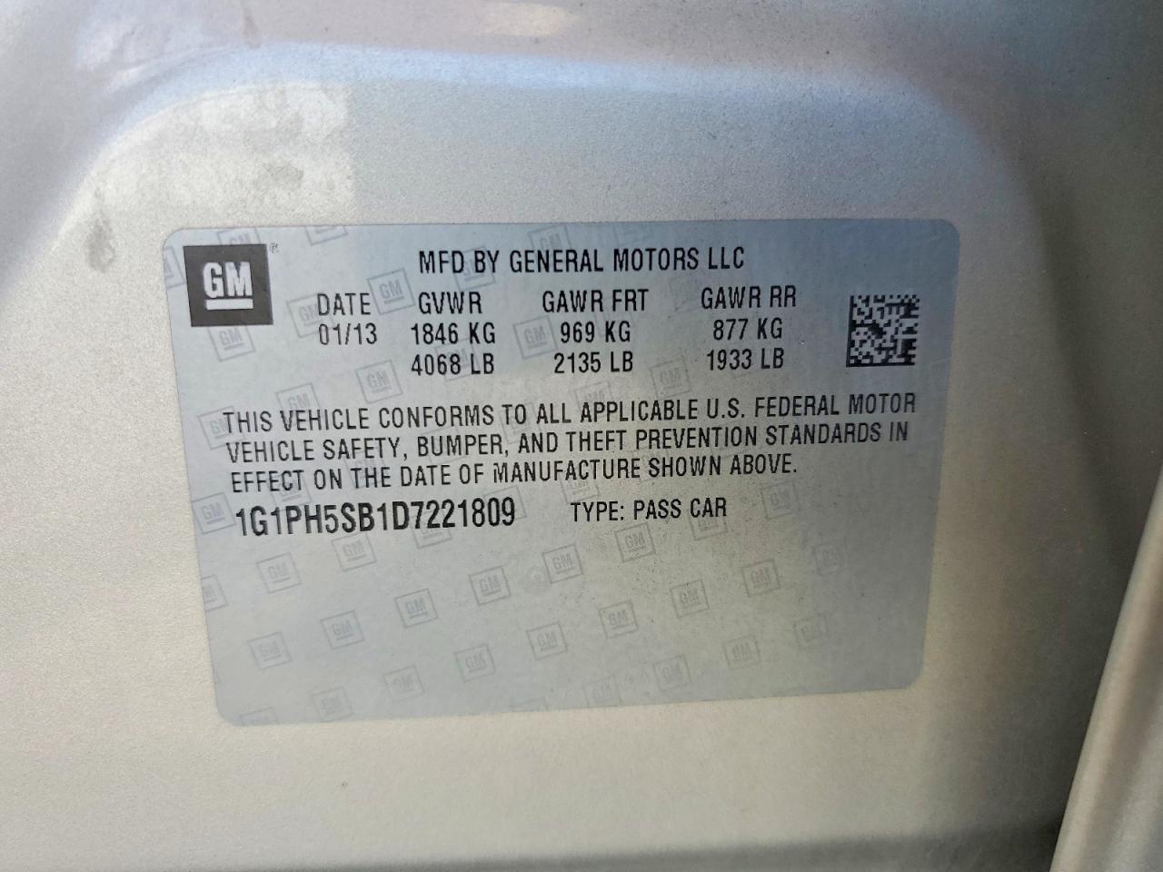 2013 Chevrolet Cruze Eco Silver vin: 1G1PH5SB1D7221809