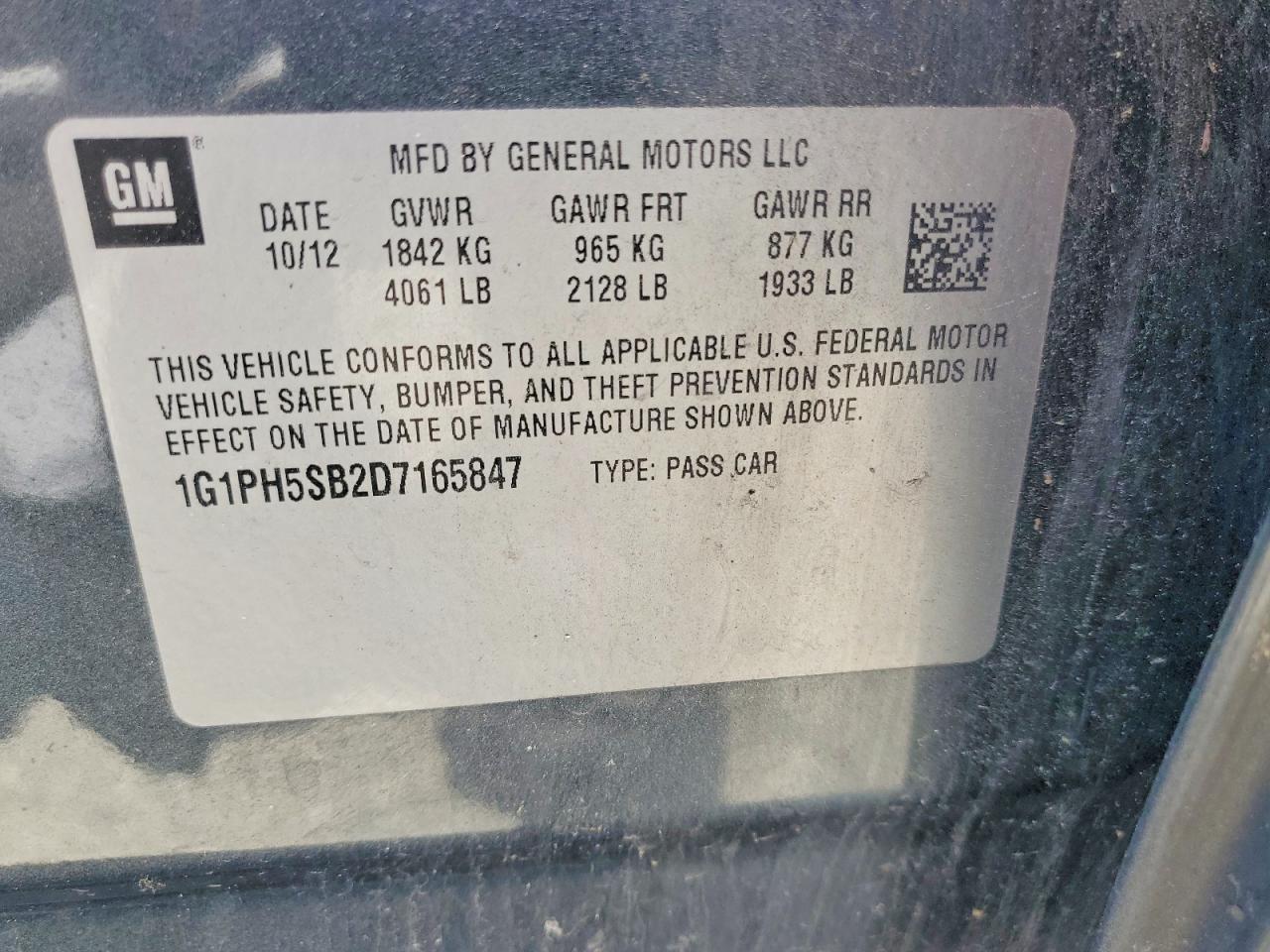 2013 Chevrolet Cruze Eco Gray vin: 1G1PH5SB2D7165847