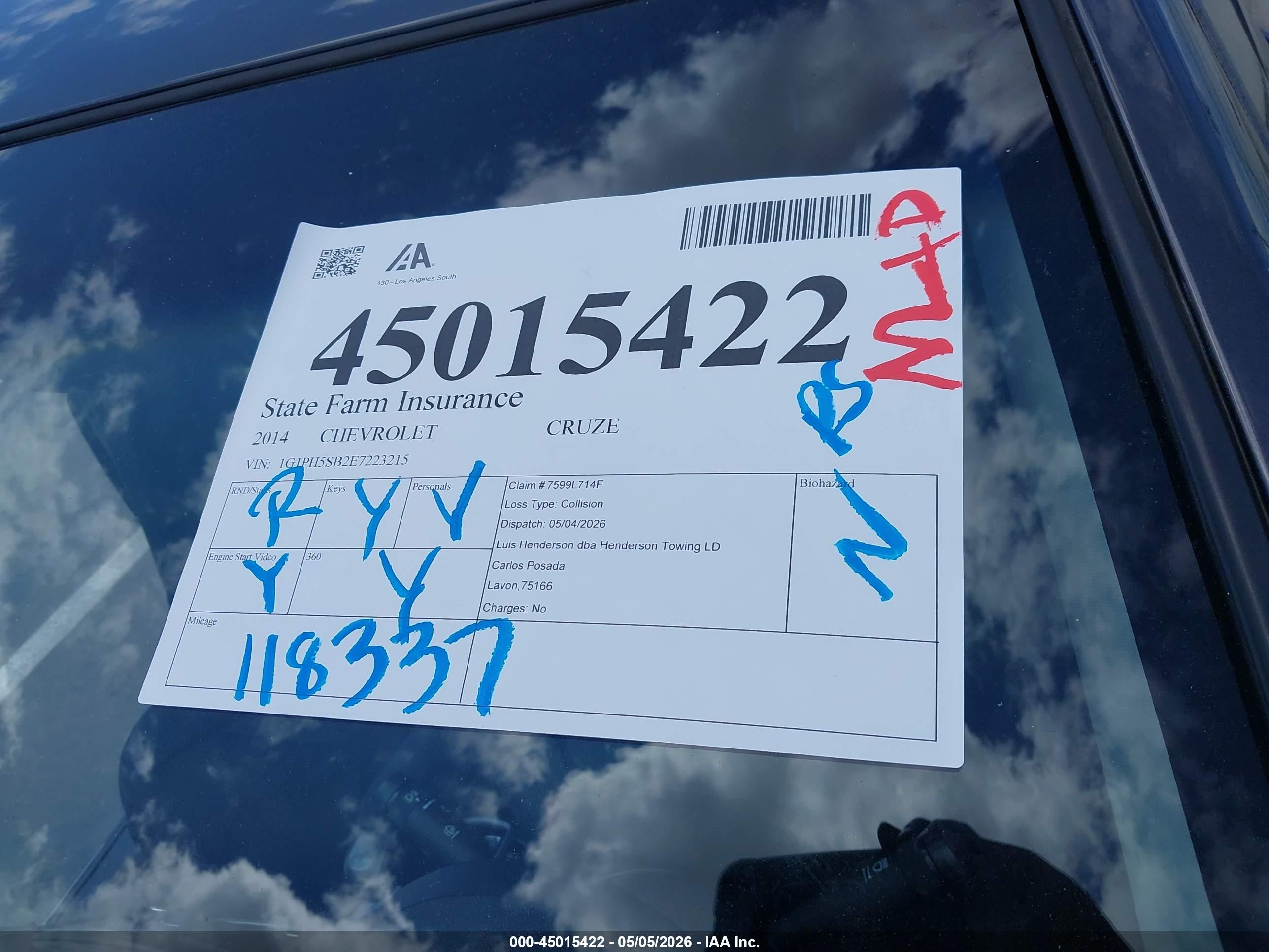 2014 Chevrolet Cruze Eco Auto Коричневый vin: 1G1PH5SB2E7223215