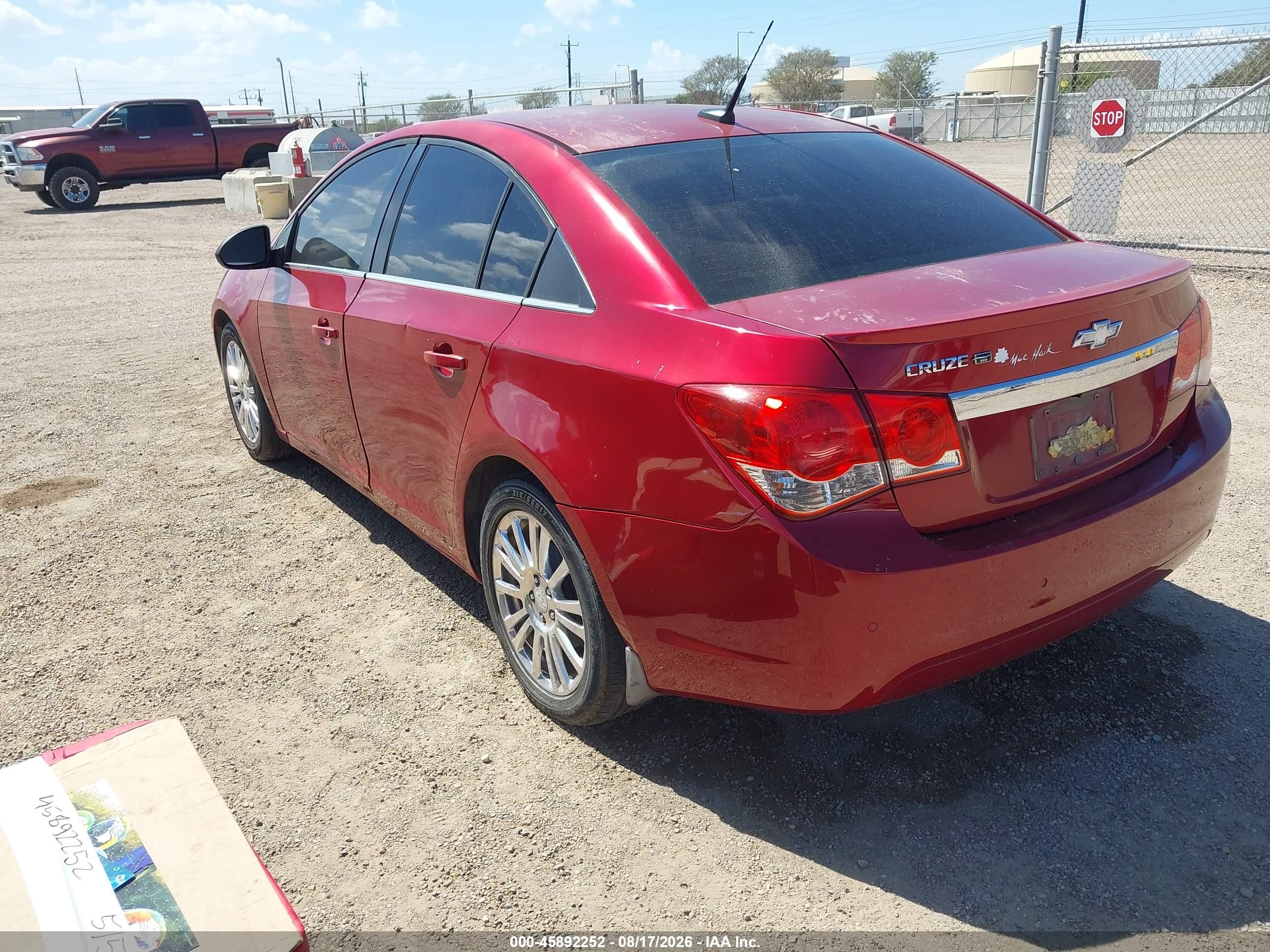 2013 Chevrolet Cruze Eco Auto Red vin: 1G1PH5SB3D7176601