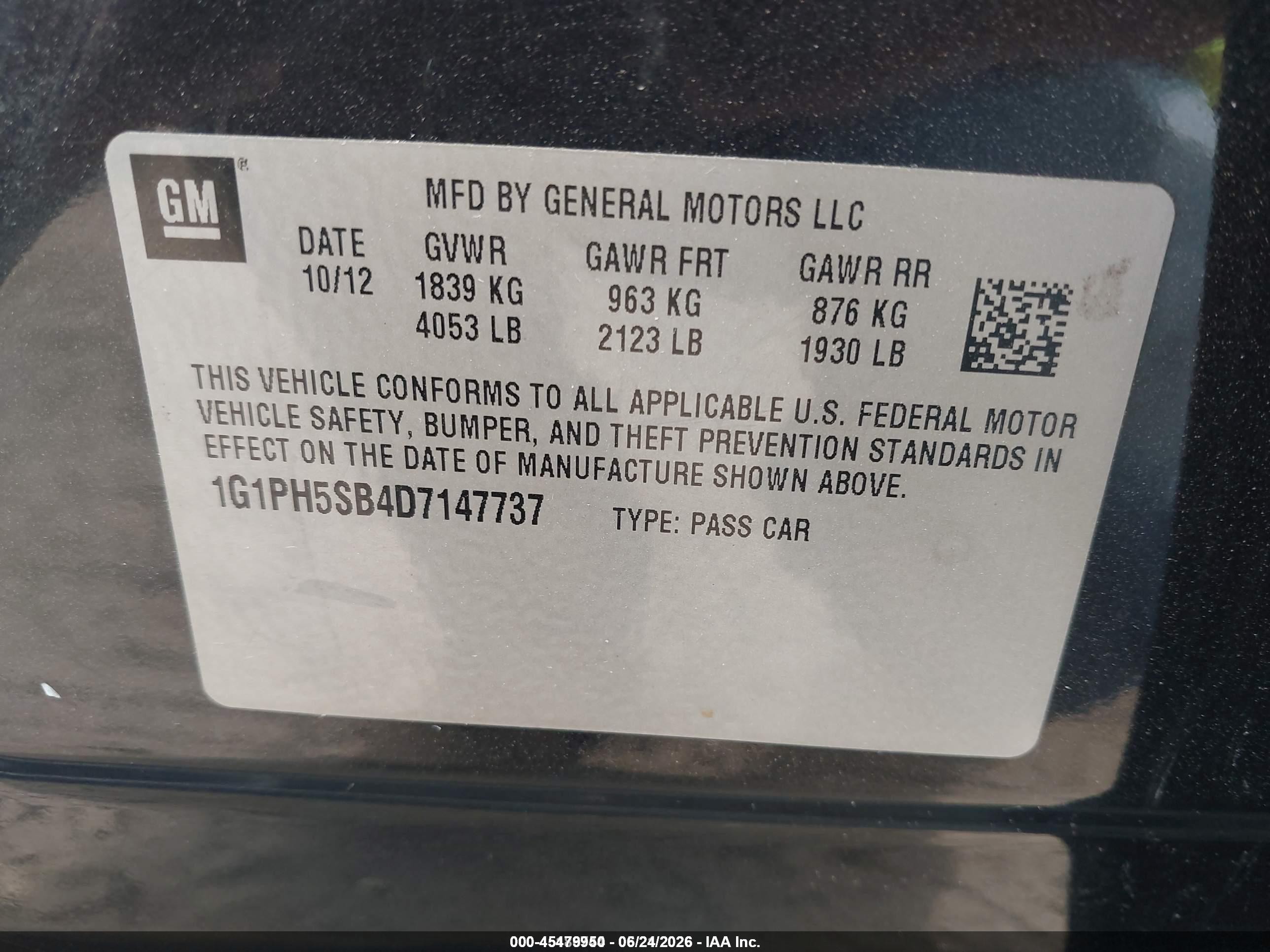2013 Chevrolet Cruze Eco Auto Black vin: 1G1PH5SB4D7147737