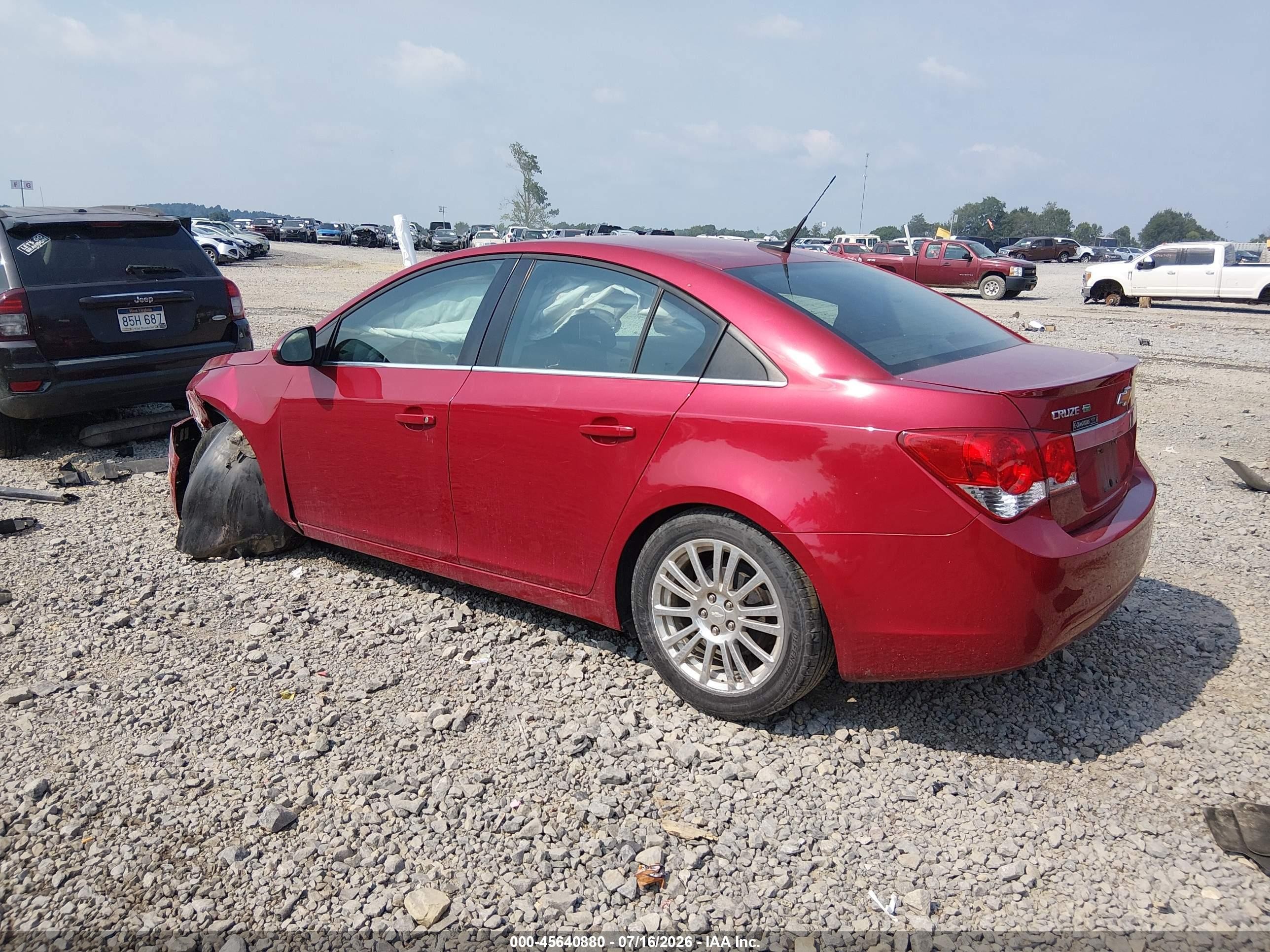 2013 Chevrolet Cruze Eco Auto Red vin: 1G1PH5SB5D7283584
