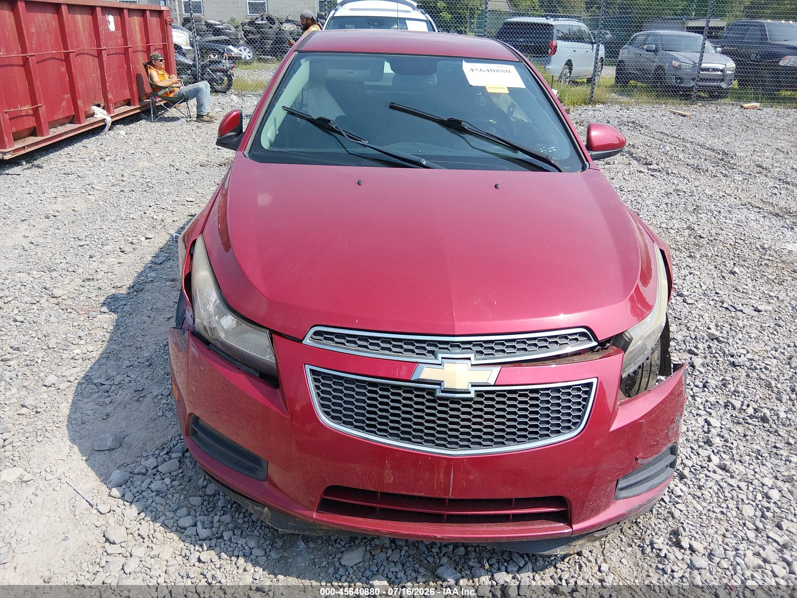2013 Chevrolet Cruze Eco Auto Red vin: 1G1PH5SB5D7283584