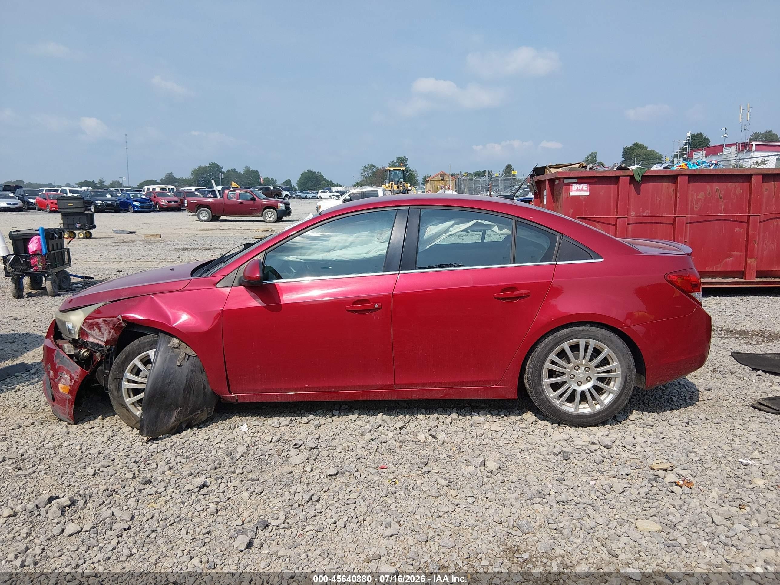 2013 Chevrolet Cruze Eco Auto Red vin: 1G1PH5SB5D7283584
