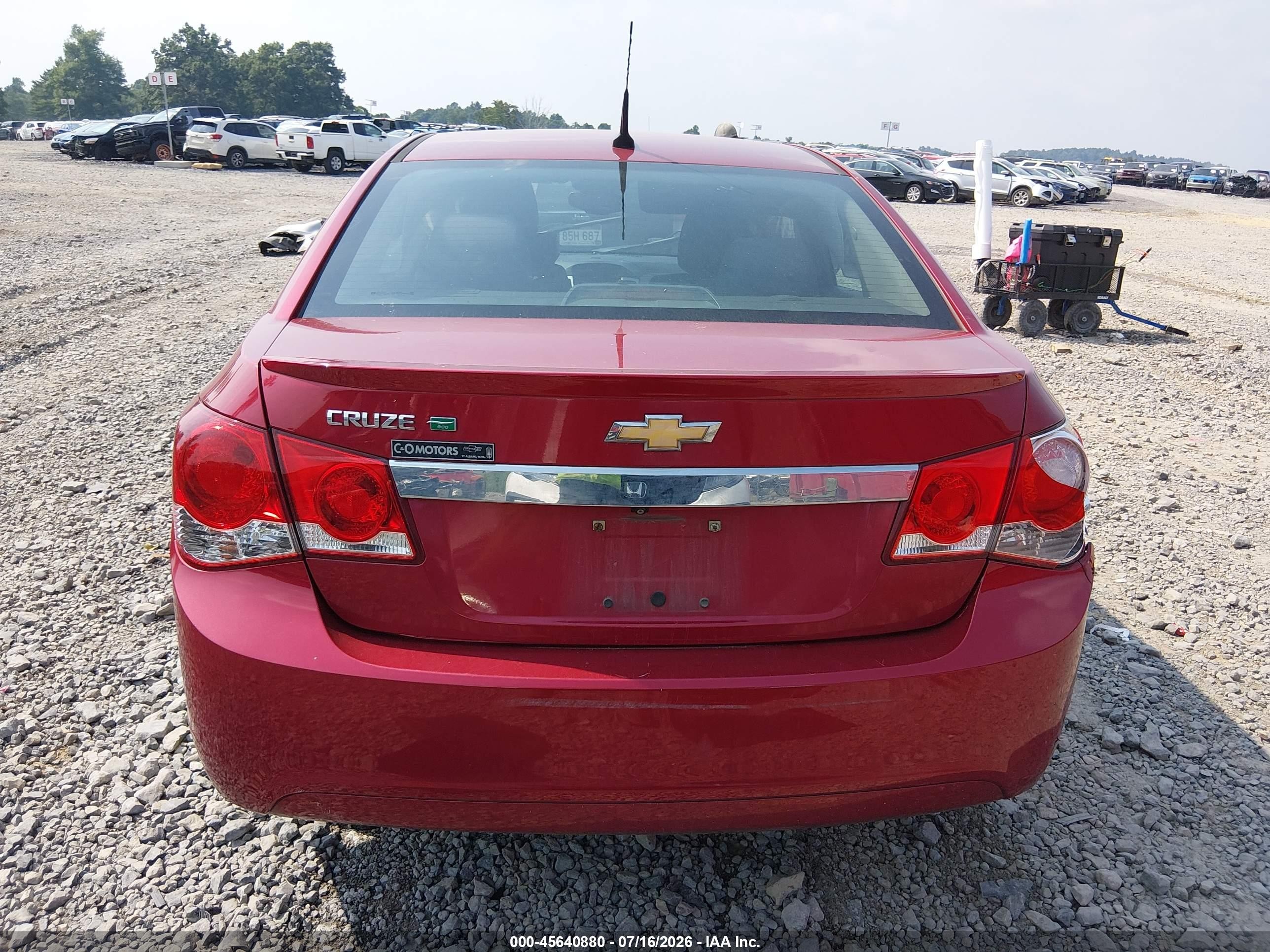2013 Chevrolet Cruze Eco Auto Red vin: 1G1PH5SB5D7283584