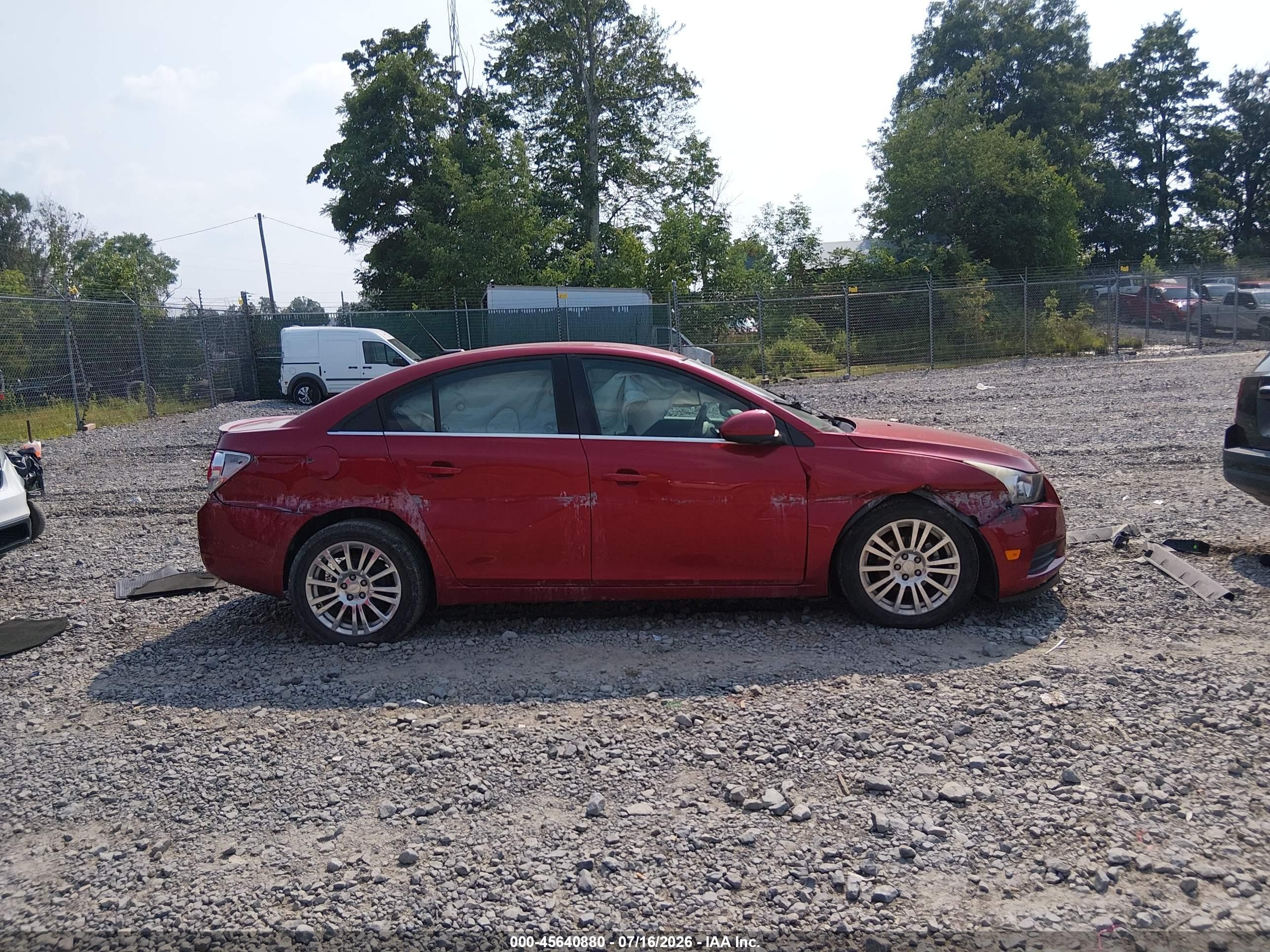 2013 Chevrolet Cruze Eco Auto Red vin: 1G1PH5SB5D7283584