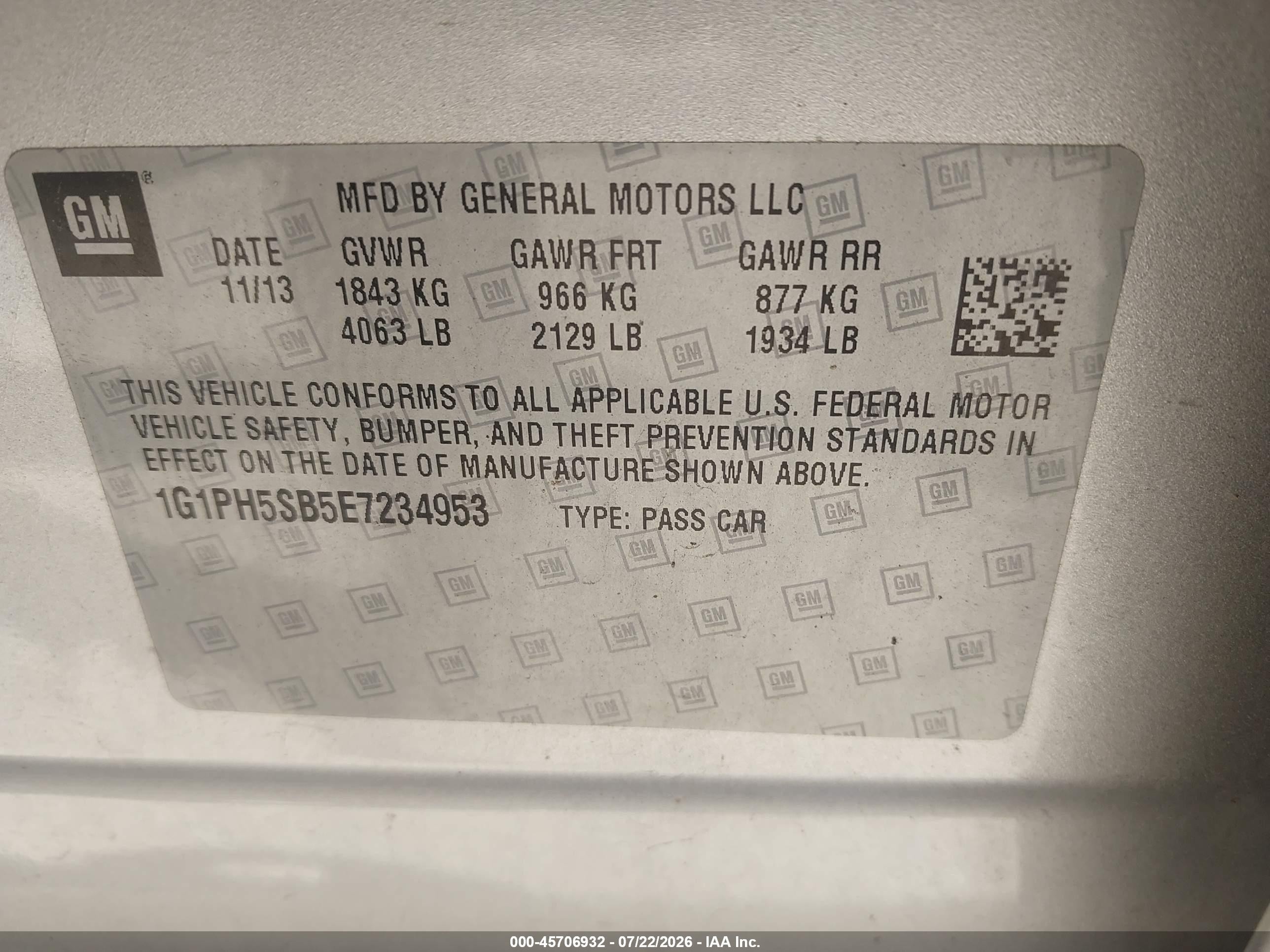 2014 Chevrolet Cruze Eco Auto Silver vin: 1G1PH5SB5E7234953