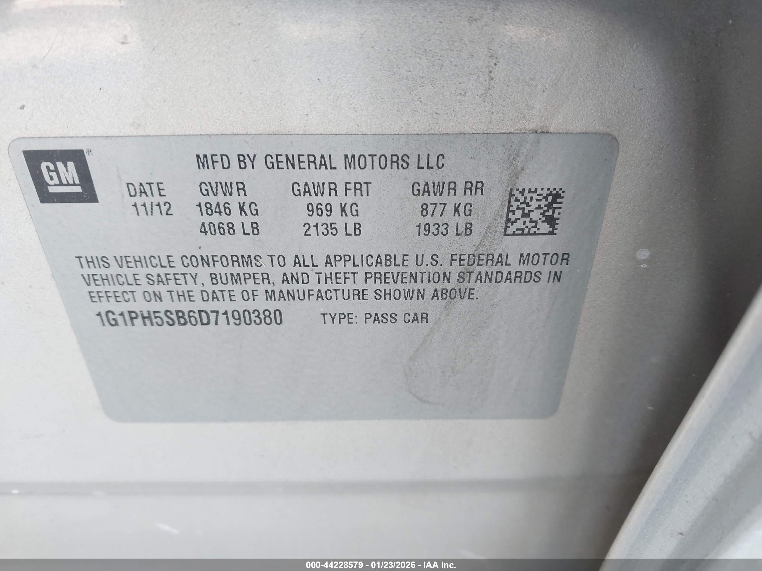 2013 Chevrolet Cruze Eco Auto Серебряный vin: 1G1PH5SB6D7190380