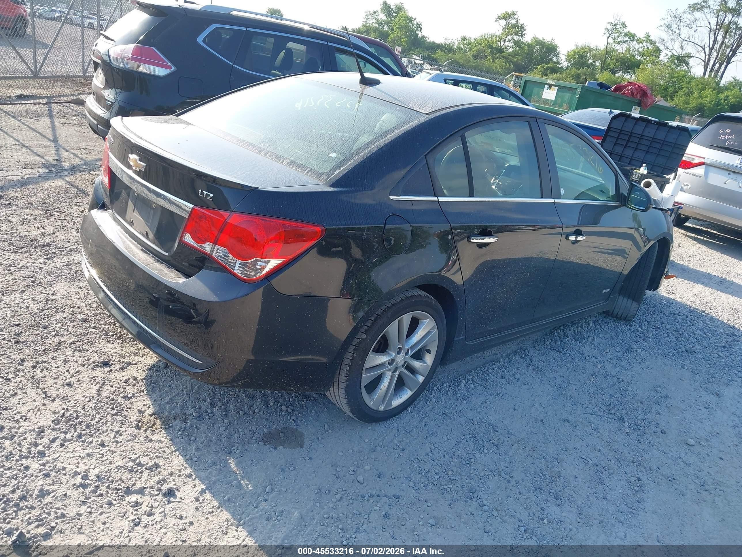 2012 Chevrolet Cruze Ltz Black vin: 1G1PH5SC1C7173607