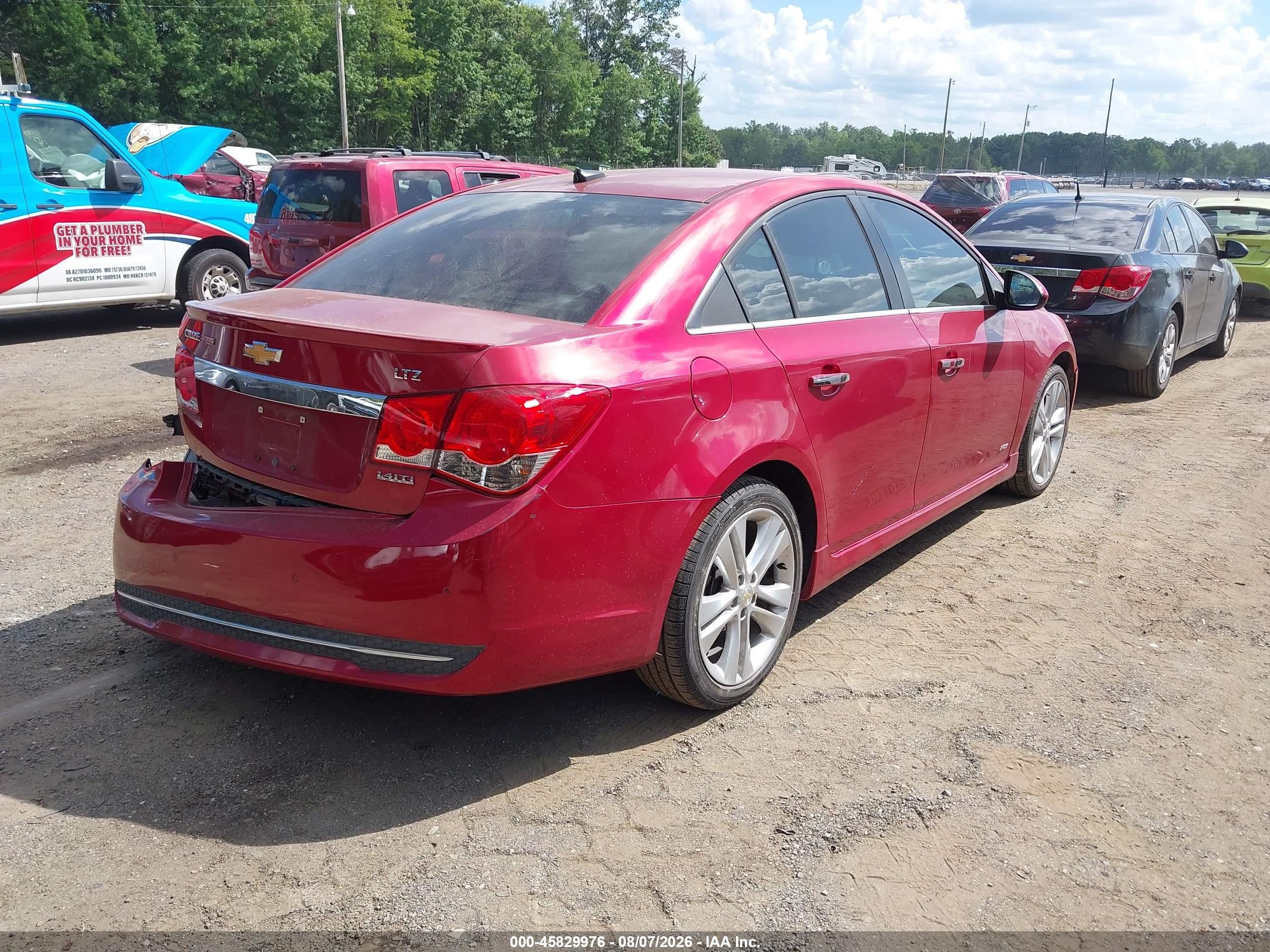 2012 Chevrolet Cruze Ltz Red vin: 1G1PH5SC2C7121483