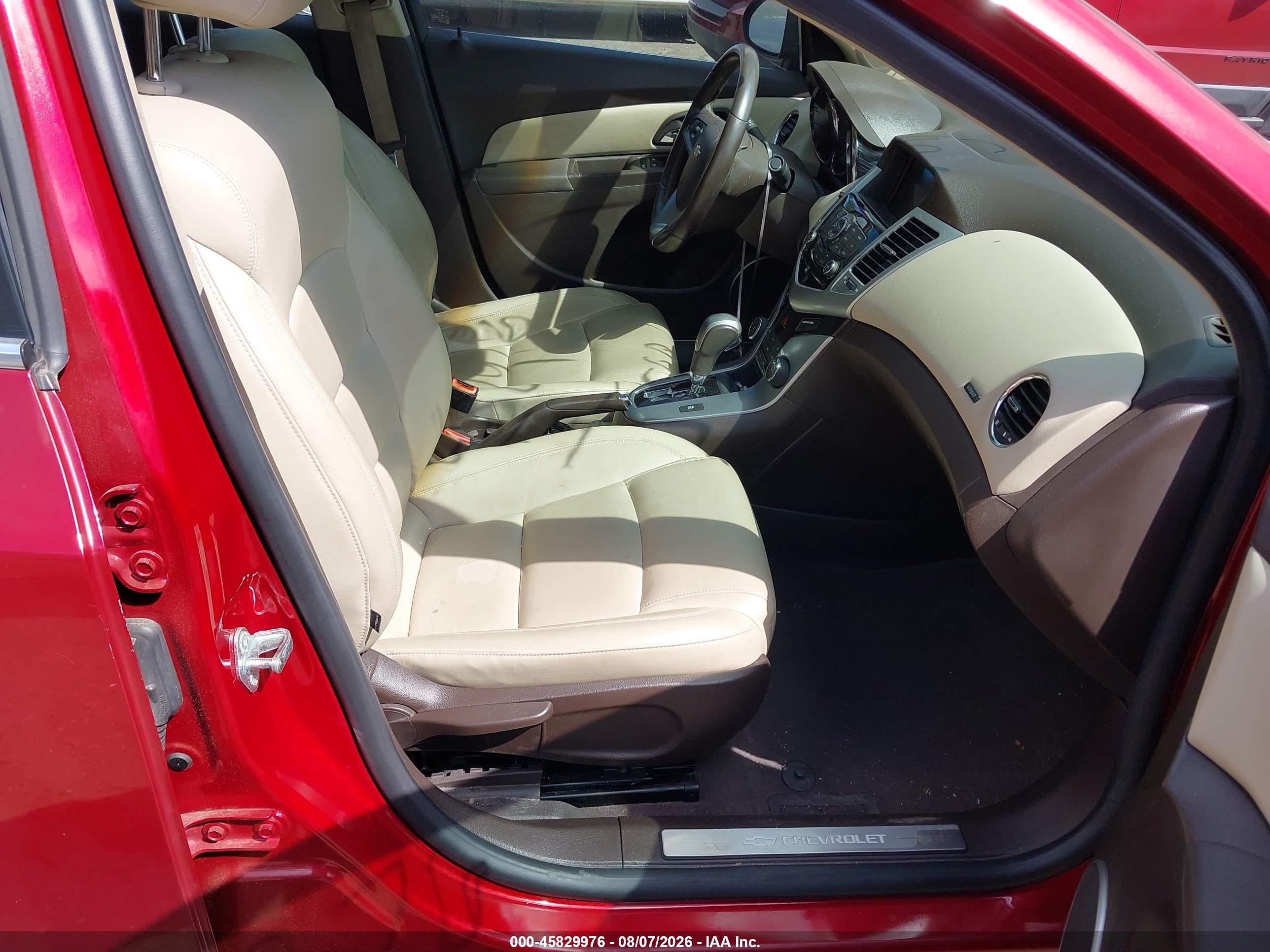 2012 Chevrolet Cruze Ltz Red vin: 1G1PH5SC2C7121483