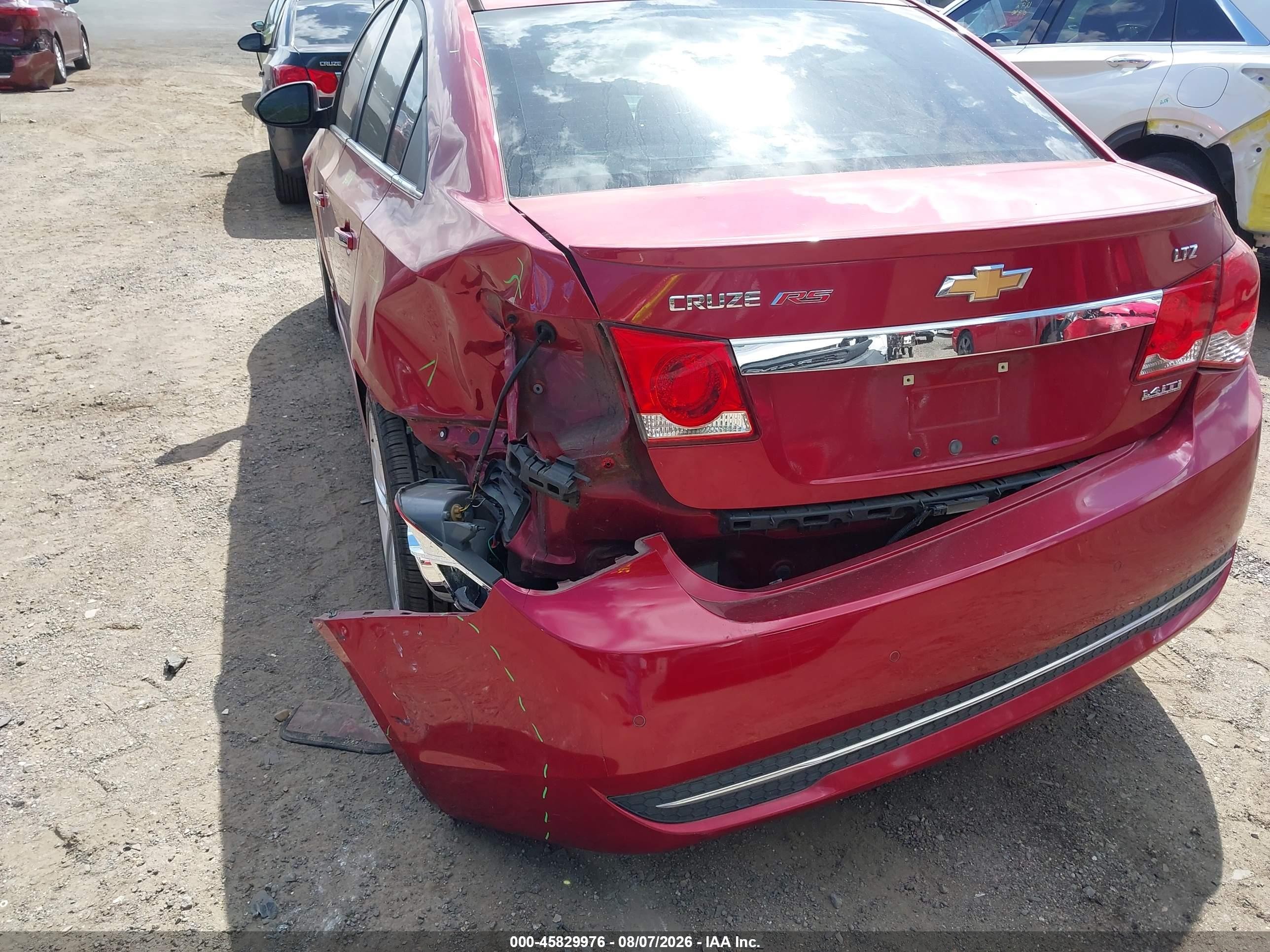 2012 Chevrolet Cruze Ltz Red vin: 1G1PH5SC2C7121483