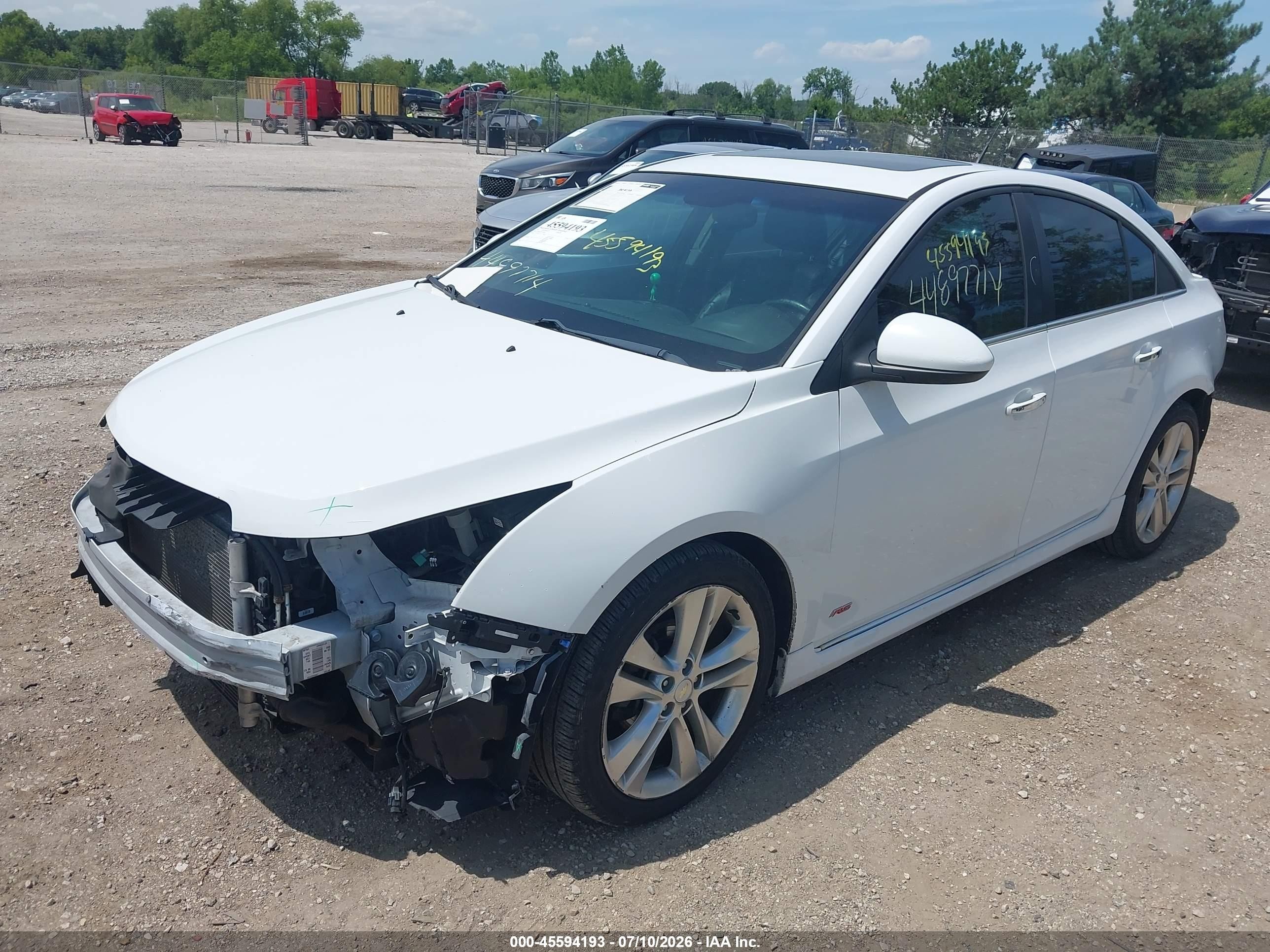 2012 Chevrolet Cruze Ltz White vin: 1G1PH5SC2C7307914