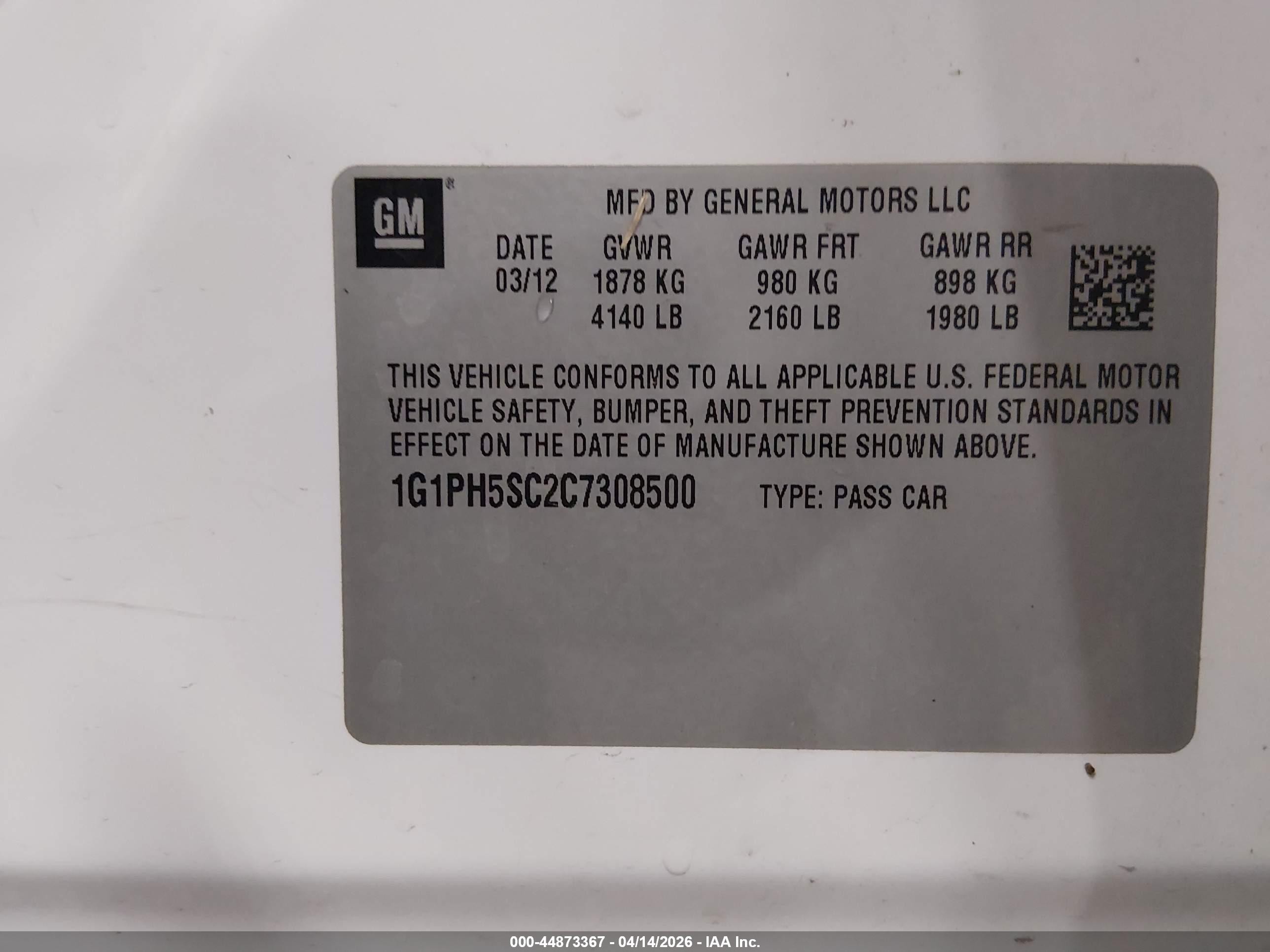 2012 Chevrolet Cruze Ltz White vin: 1G1PH5SC2C7308500