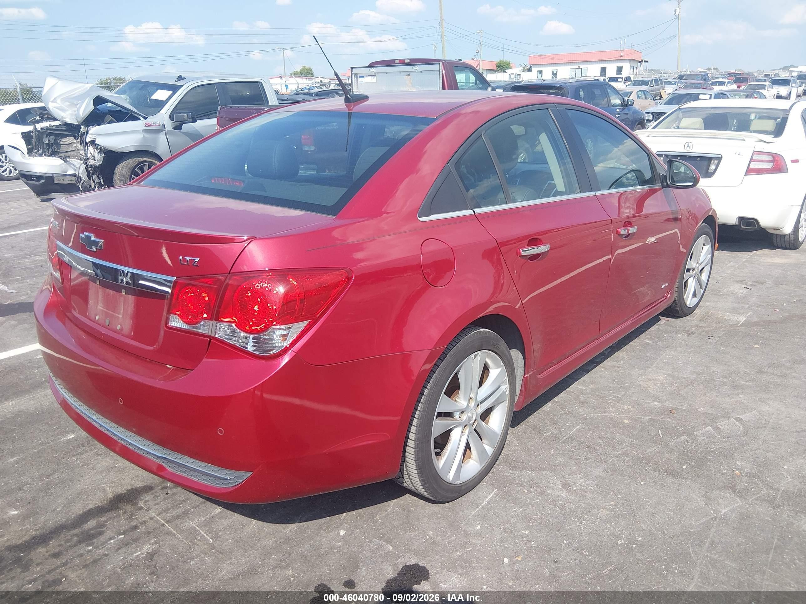 2012 Chevrolet Cruze Ltz Red vin: 1G1PH5SC5C7154039