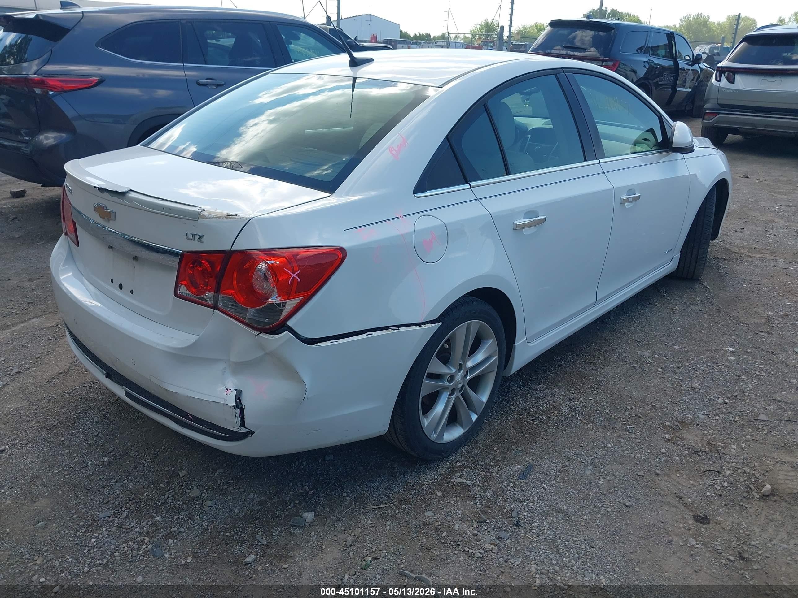 2012 Chevrolet Cruze Ltz White vin: 1G1PH5SC5C7258658