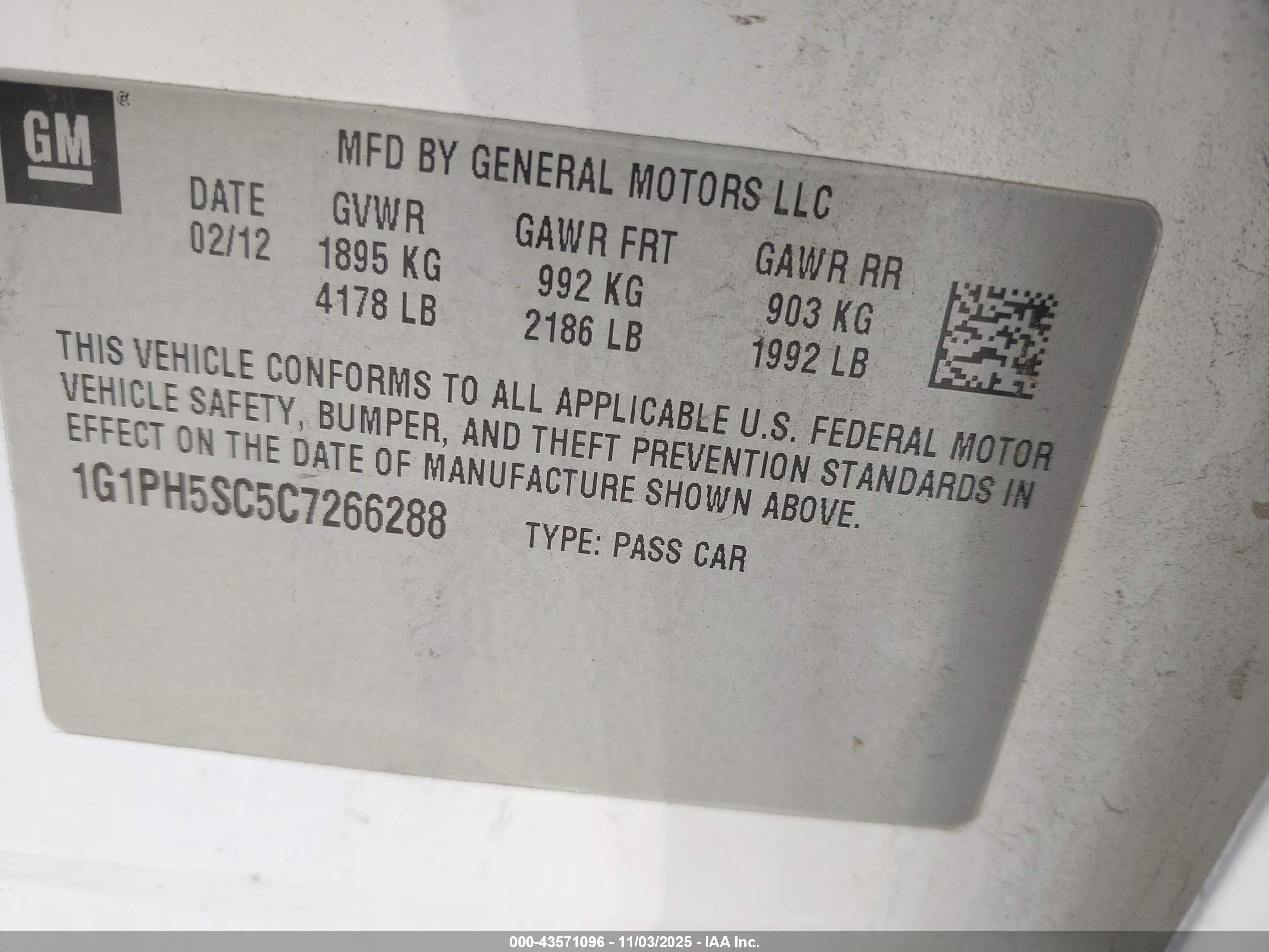 2012 Chevrolet Cruze Ltz White vin: 1G1PH5SC5C7266288