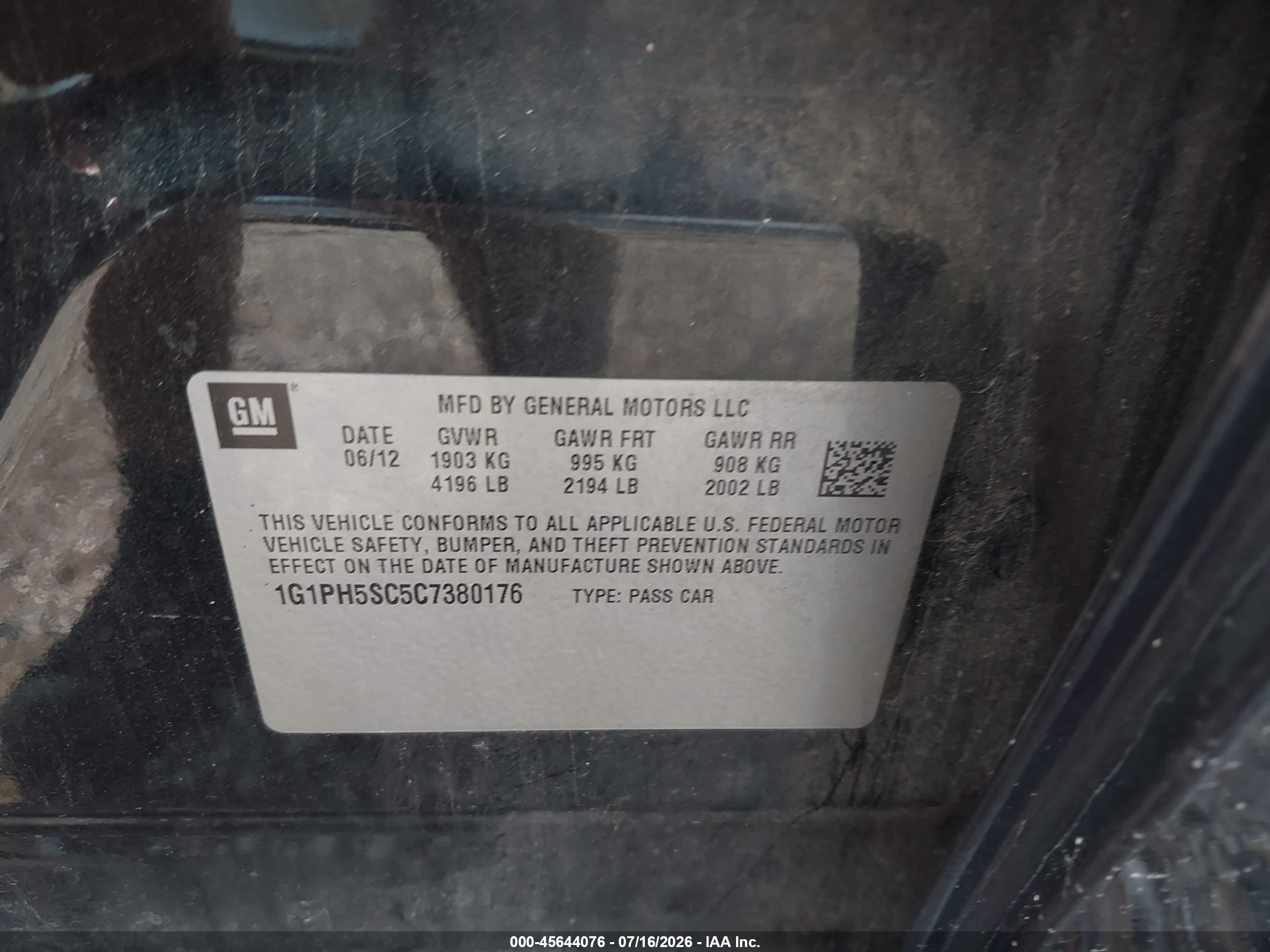 2012 Chevrolet Cruze Ltz Black vin: 1G1PH5SC5C7380176