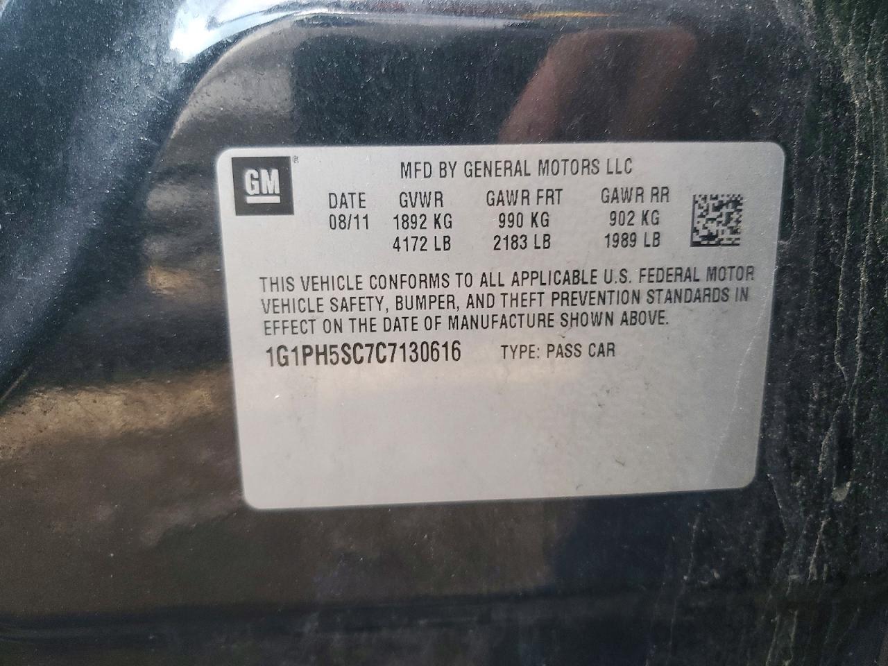 2012 Chevrolet Cruze Ltz Black vin: 1G1PH5SC7C7130616