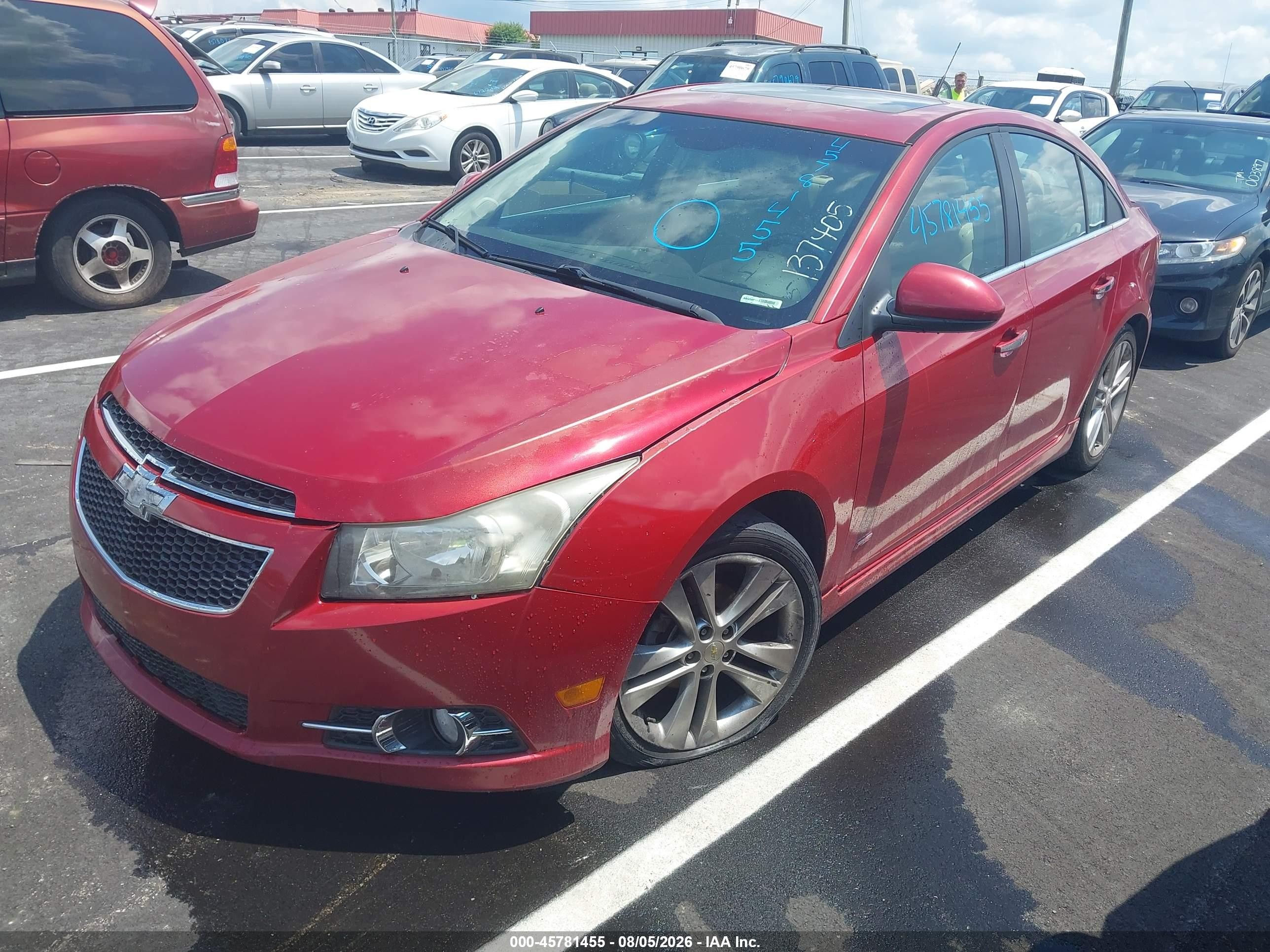 2012 Chevrolet Cruze Ltz Красный vin: 1G1PH5SC7C7137405