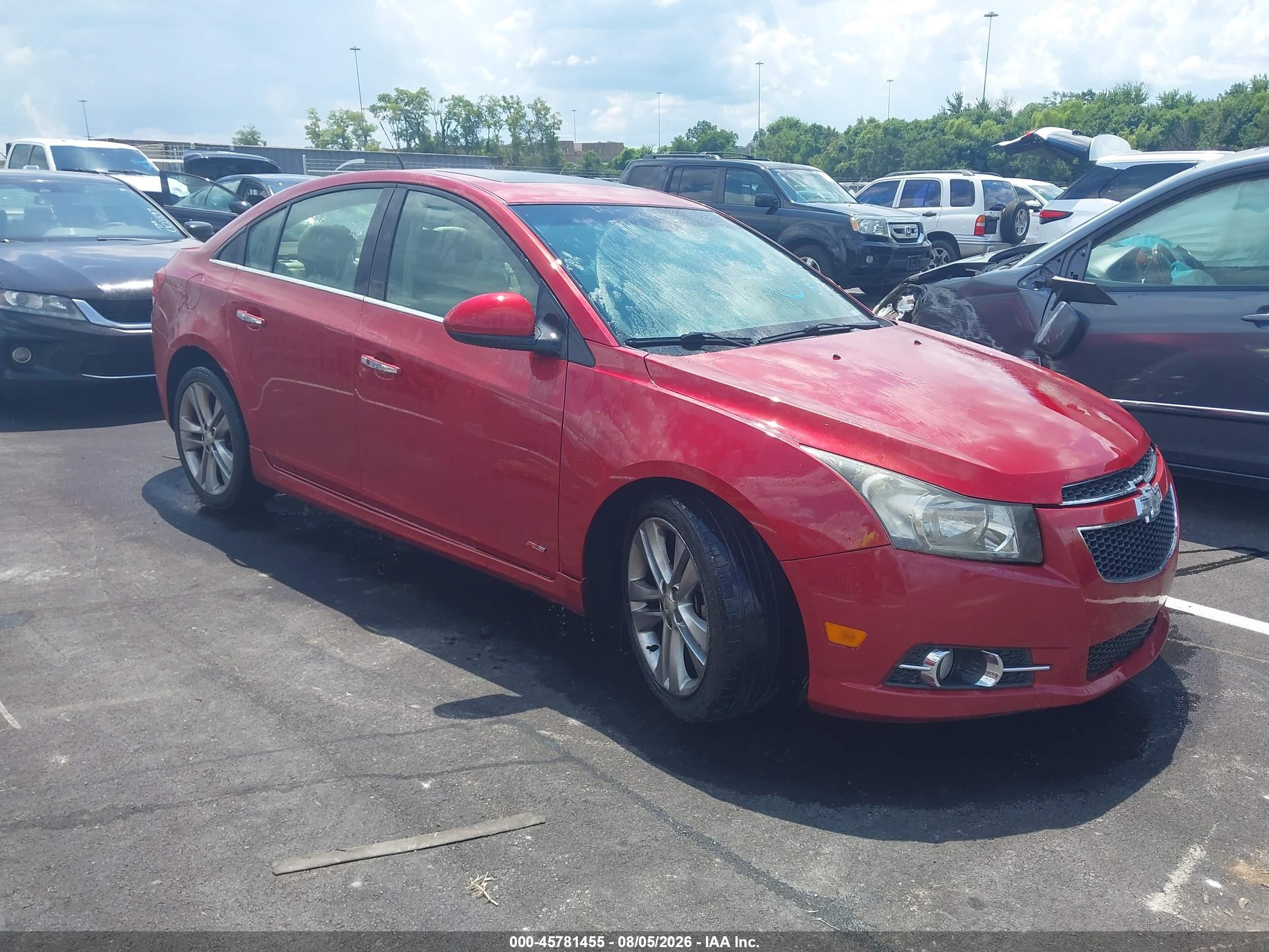 2012 Chevrolet Cruze Ltz Red vin: 1G1PH5SC7C7137405