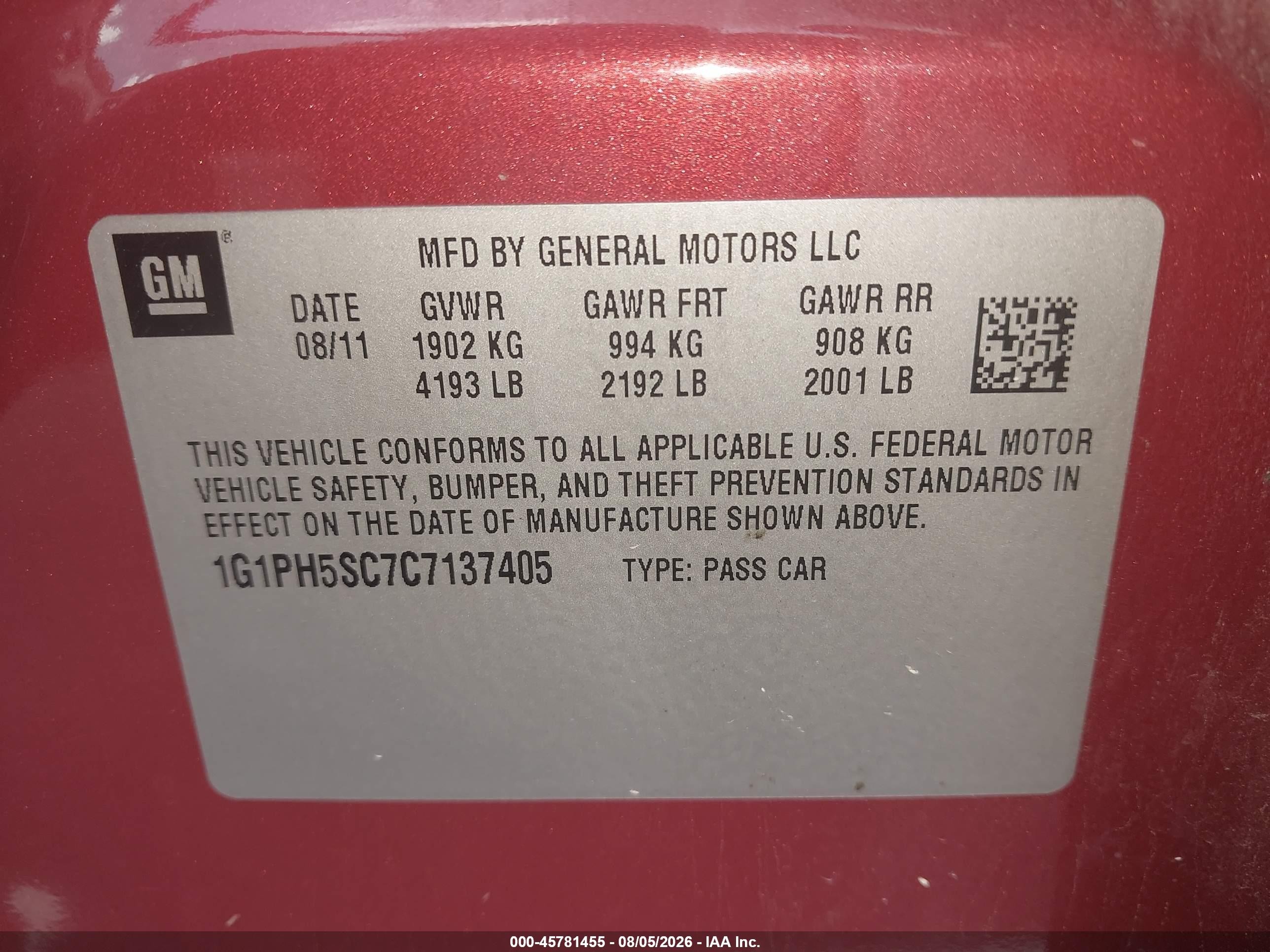 2012 Chevrolet Cruze Ltz Красный vin: 1G1PH5SC7C7137405