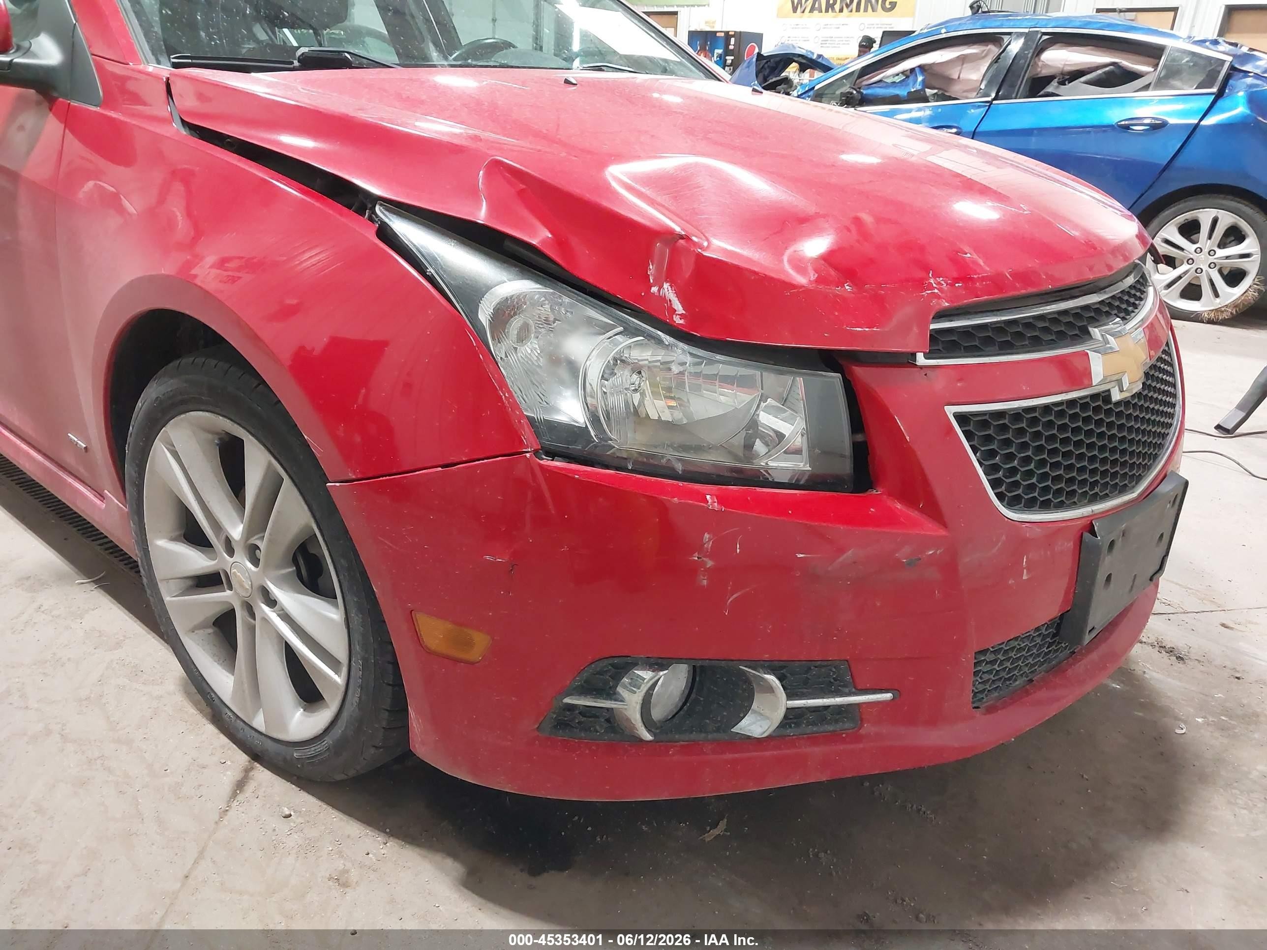 2012 Chevrolet Cruze Ltz Red vin: 1G1PH5SC7C7139199