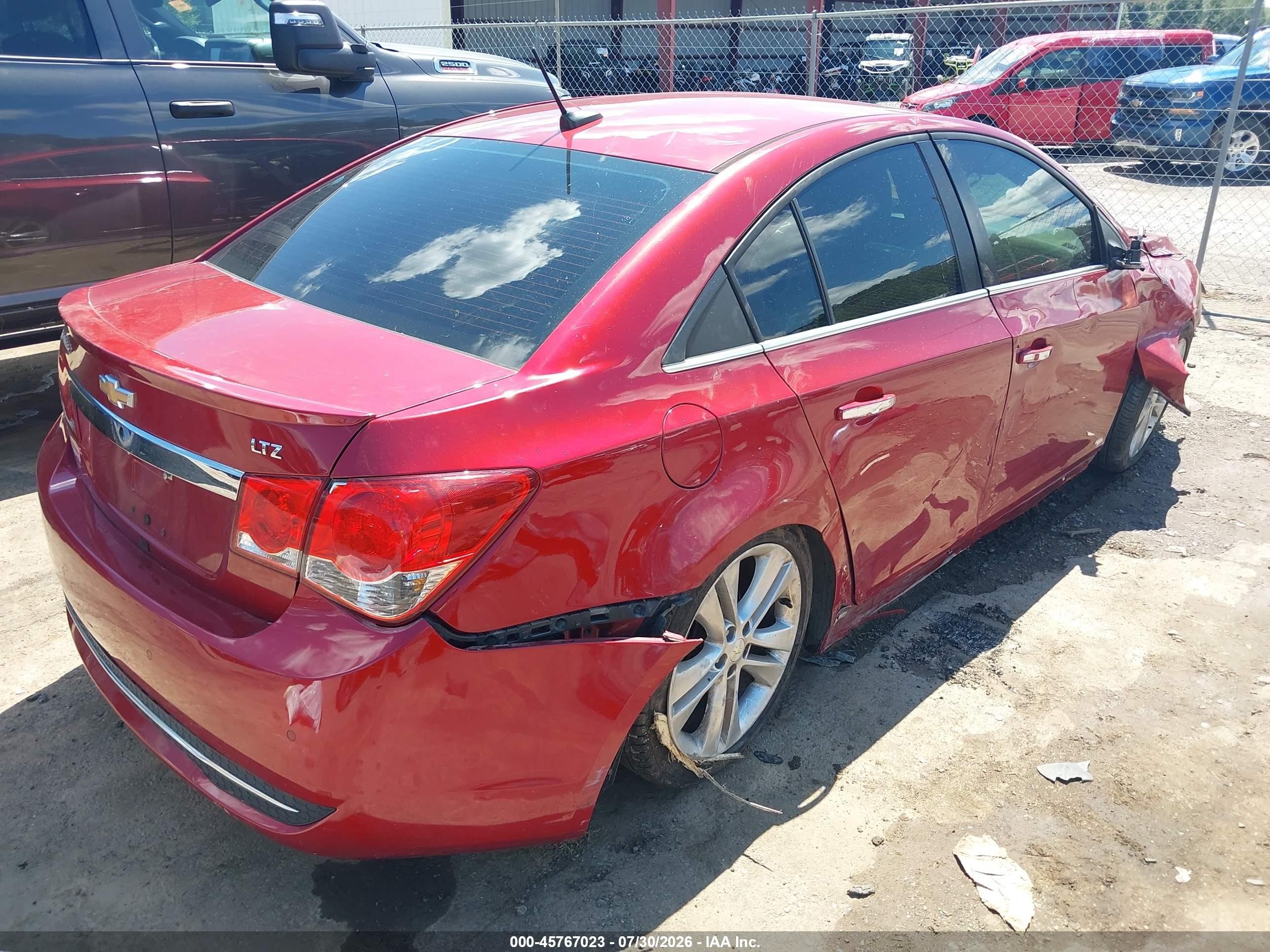 2012 Chevrolet Cruze Ltz Red vin: 1G1PH5SC7C7269631