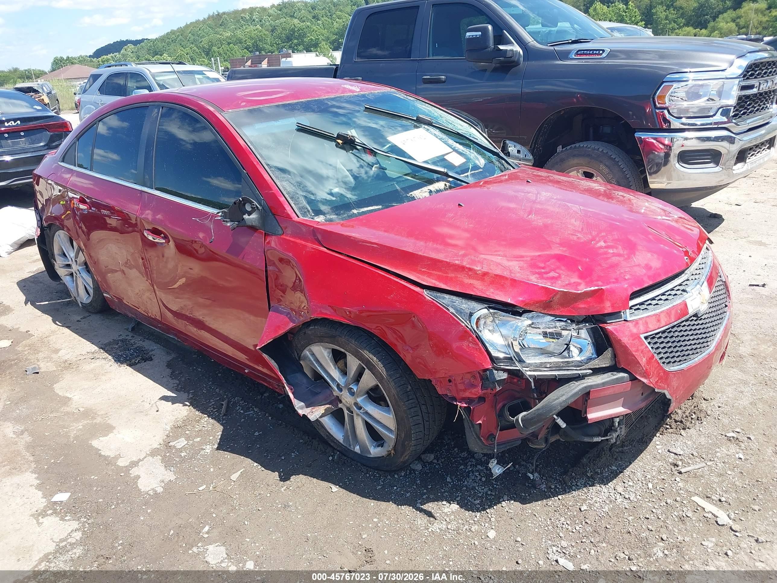 2012 Chevrolet Cruze Ltz Red vin: 1G1PH5SC7C7269631