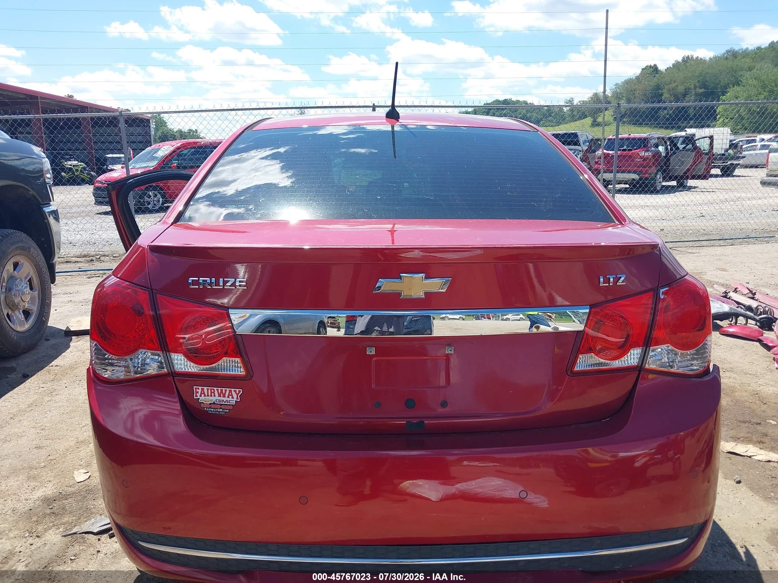 2012 Chevrolet Cruze Ltz Red vin: 1G1PH5SC7C7269631