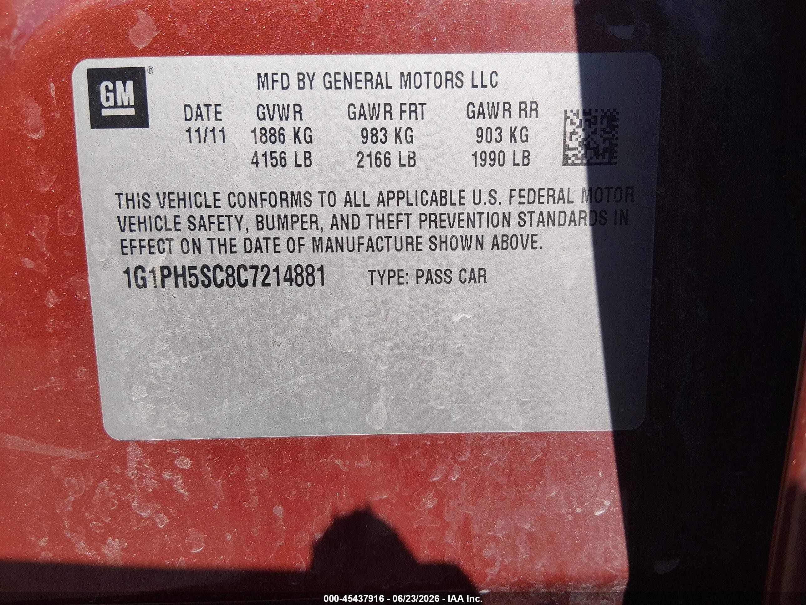 2012 Chevrolet Cruze Ltz Burgundy vin: 1G1PH5SC8C7214881