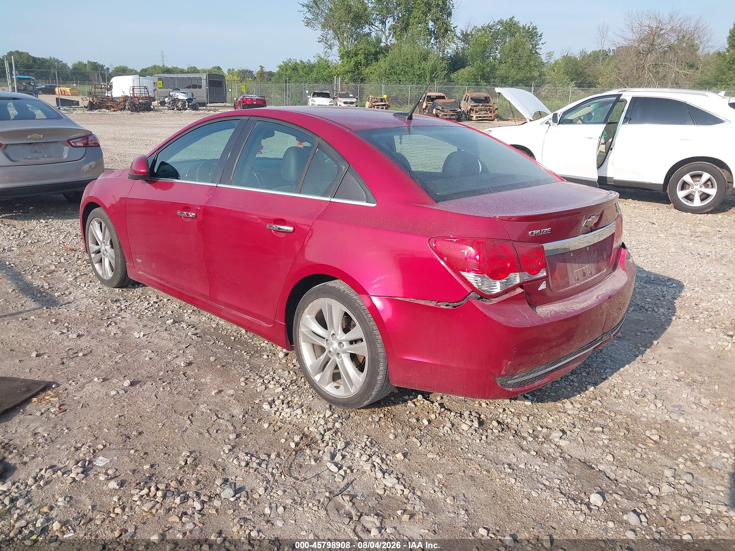 2012 Chevrolet Cruze Ltz Red vin: 1G1PH5SC9C7269517