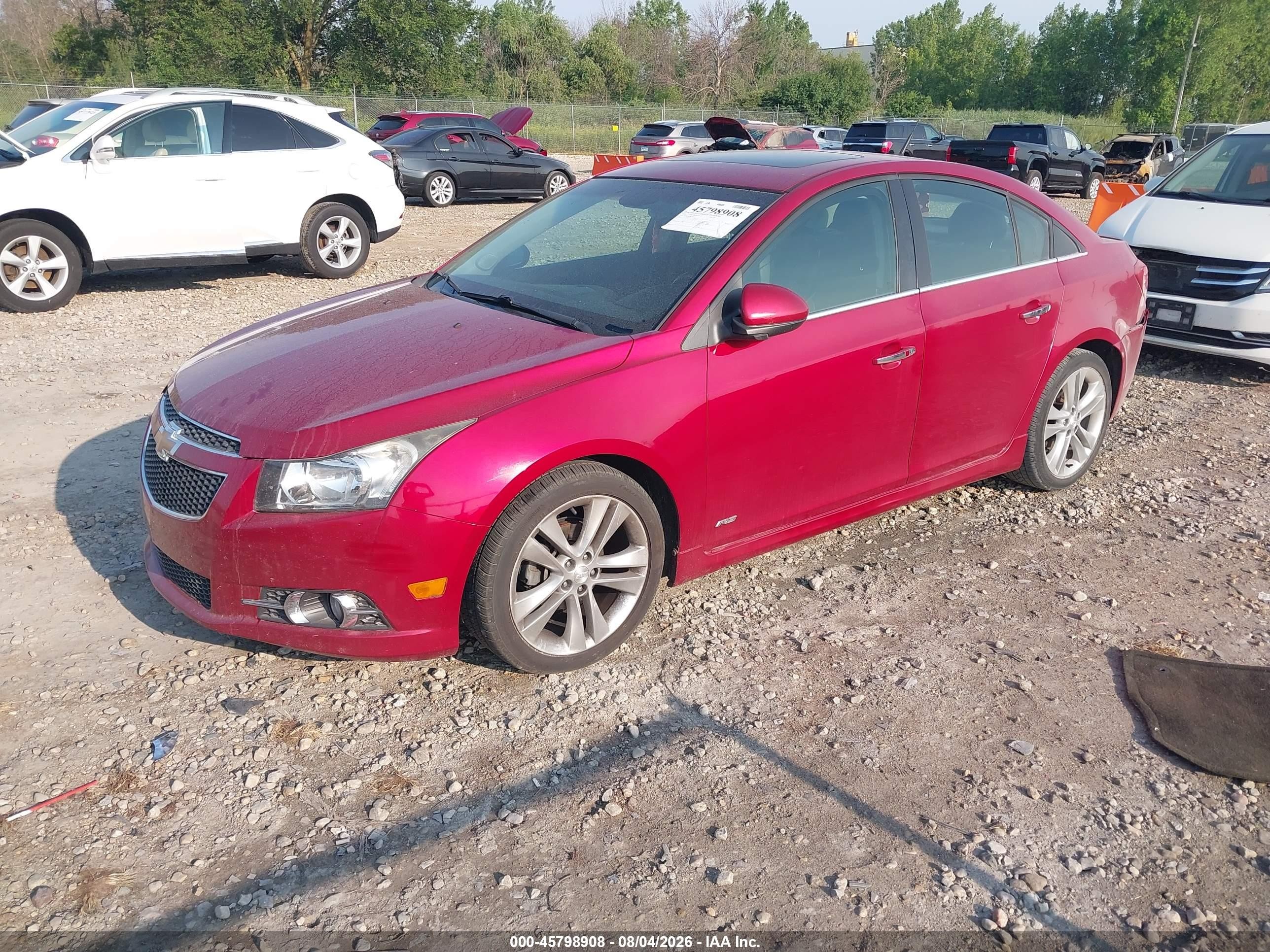 2012 Chevrolet Cruze Ltz Red vin: 1G1PH5SC9C7269517