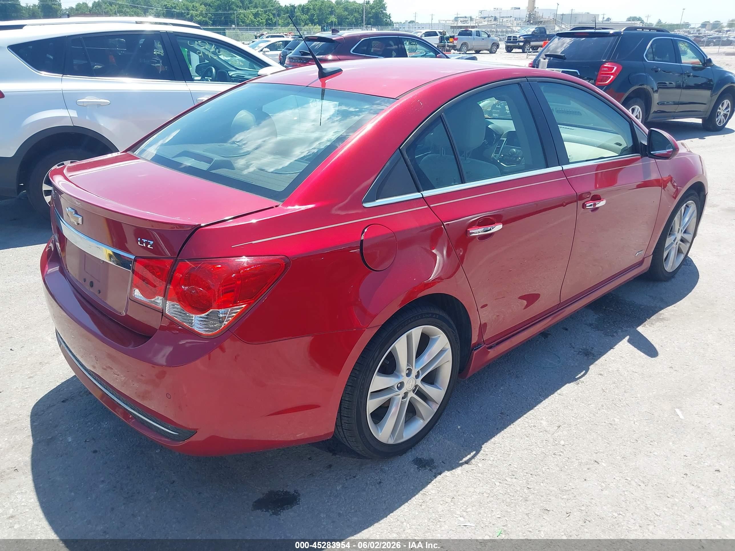 2012 Chevrolet Cruze Ltz Red vin: 1G1PH5SCXC7259949