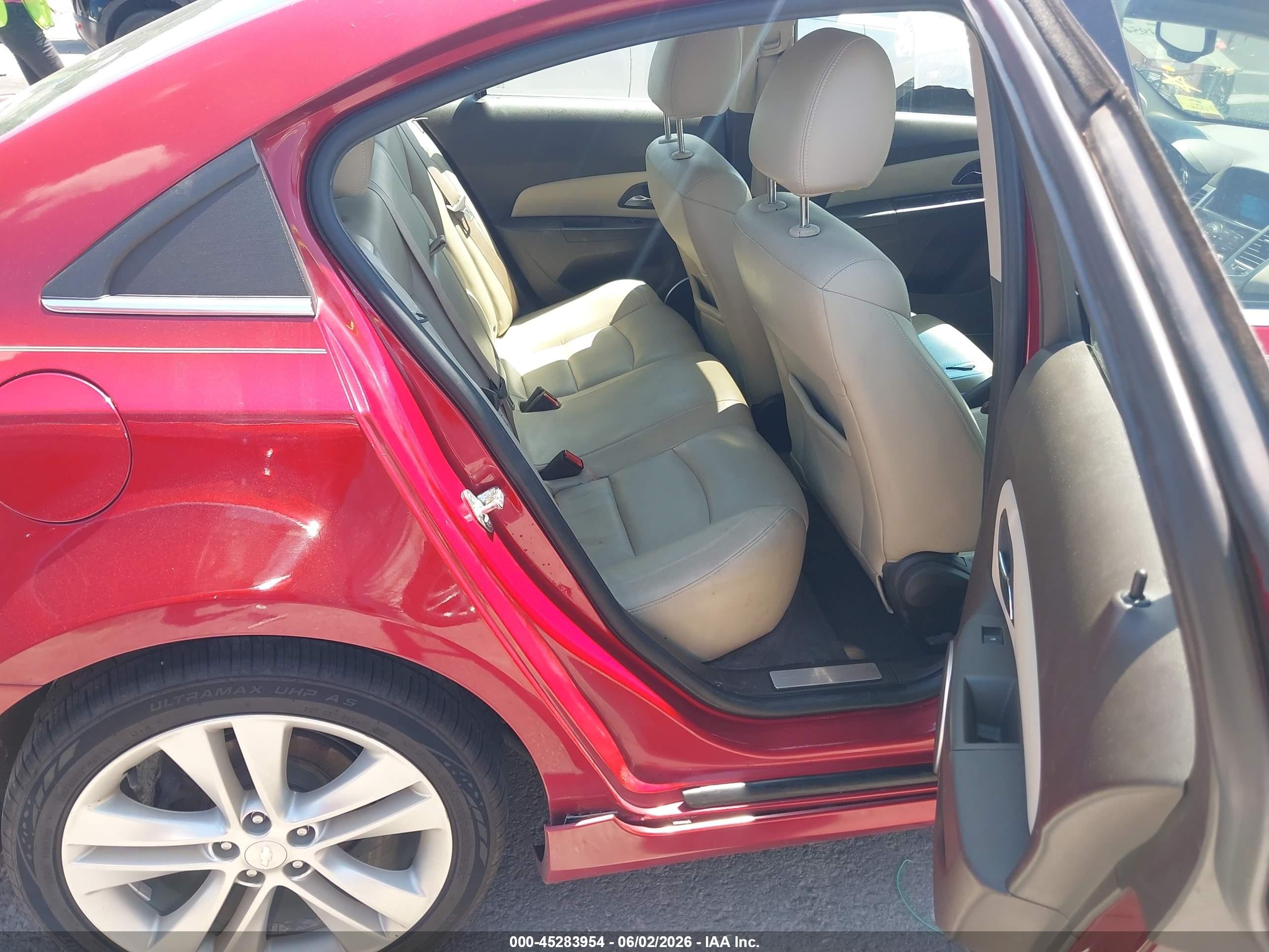 2012 Chevrolet Cruze Ltz Red vin: 1G1PH5SCXC7259949