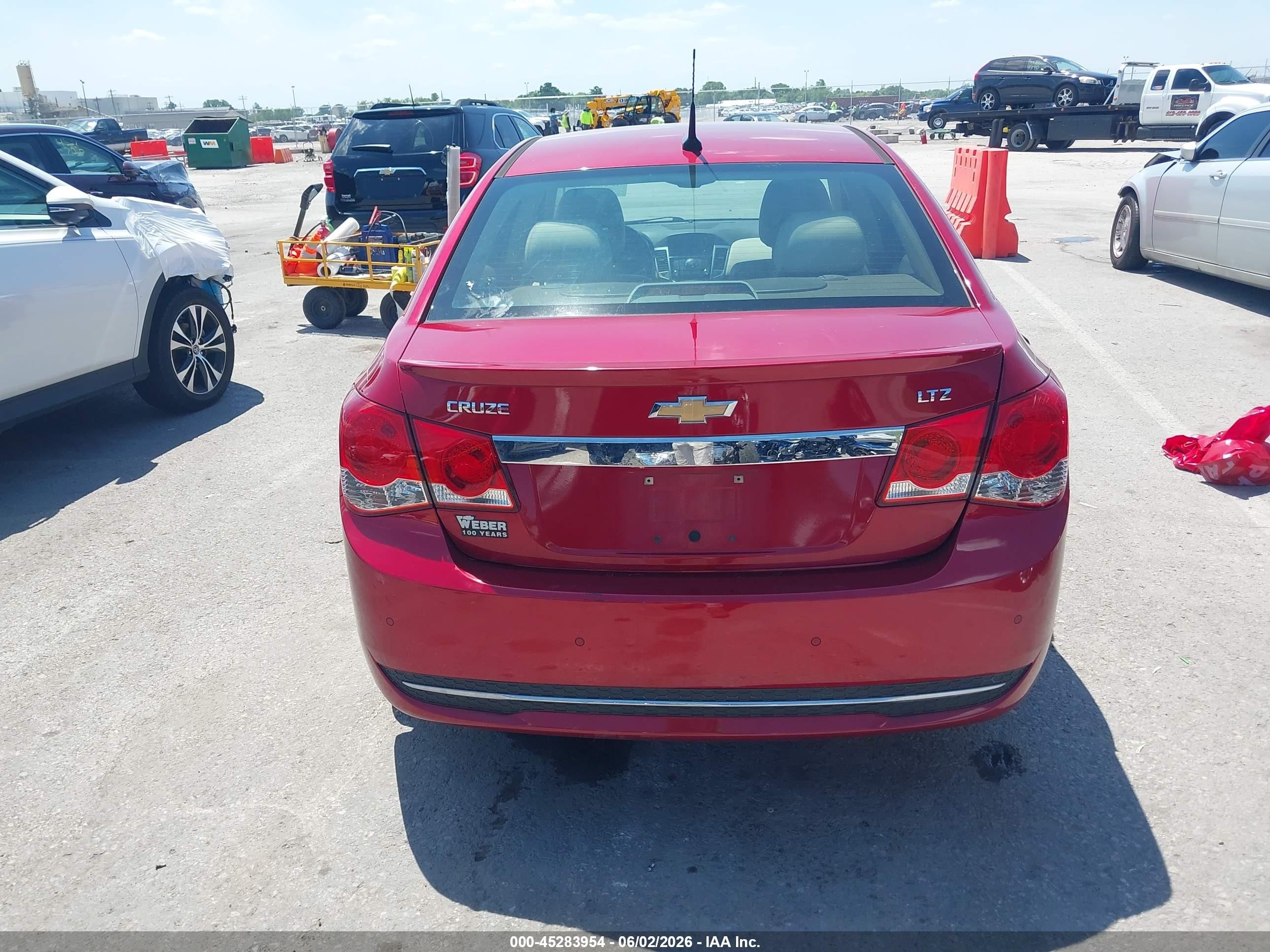 2012 Chevrolet Cruze Ltz Red vin: 1G1PH5SCXC7259949