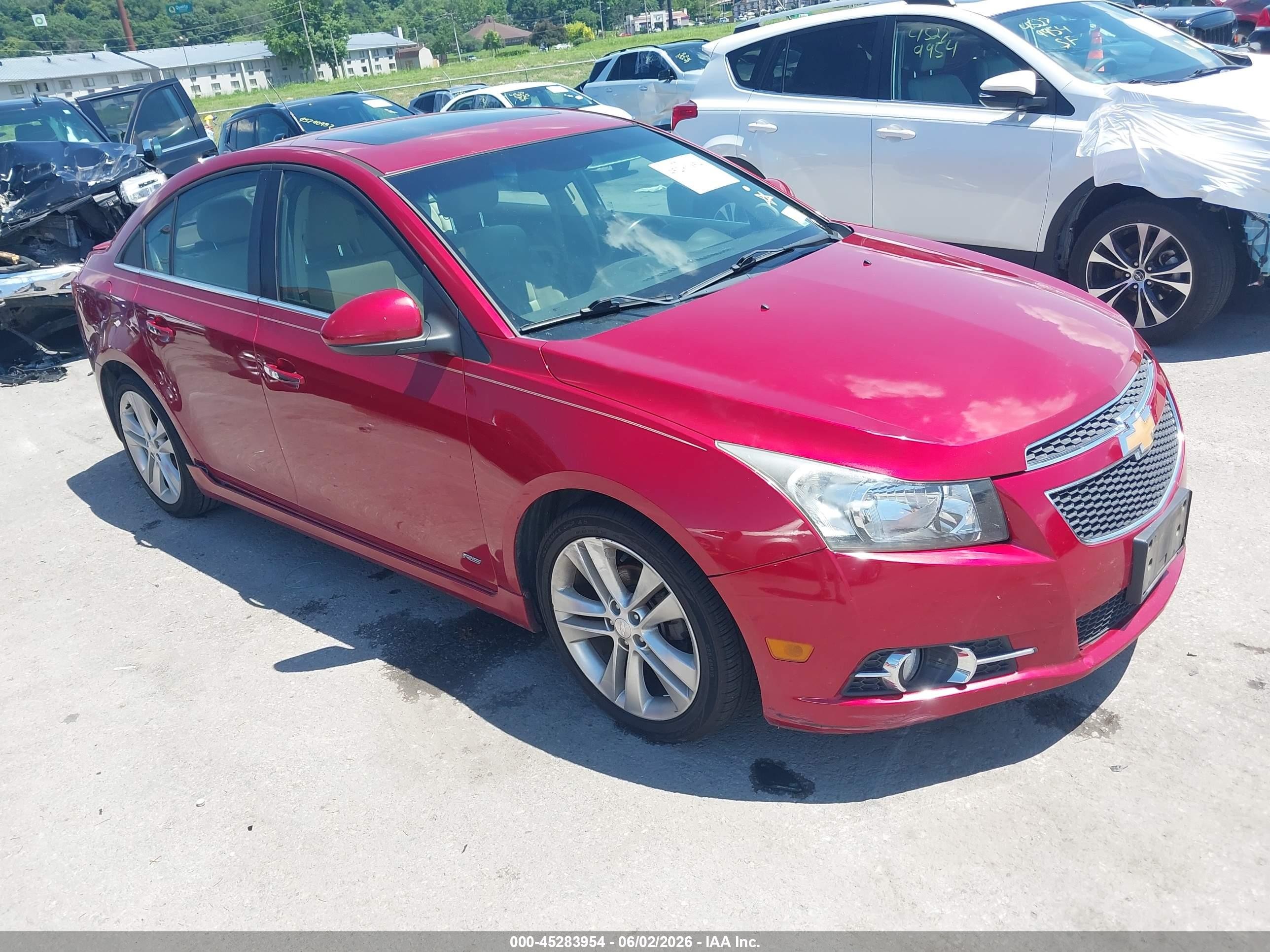 2012 Chevrolet Cruze Ltz Red vin: 1G1PH5SCXC7259949