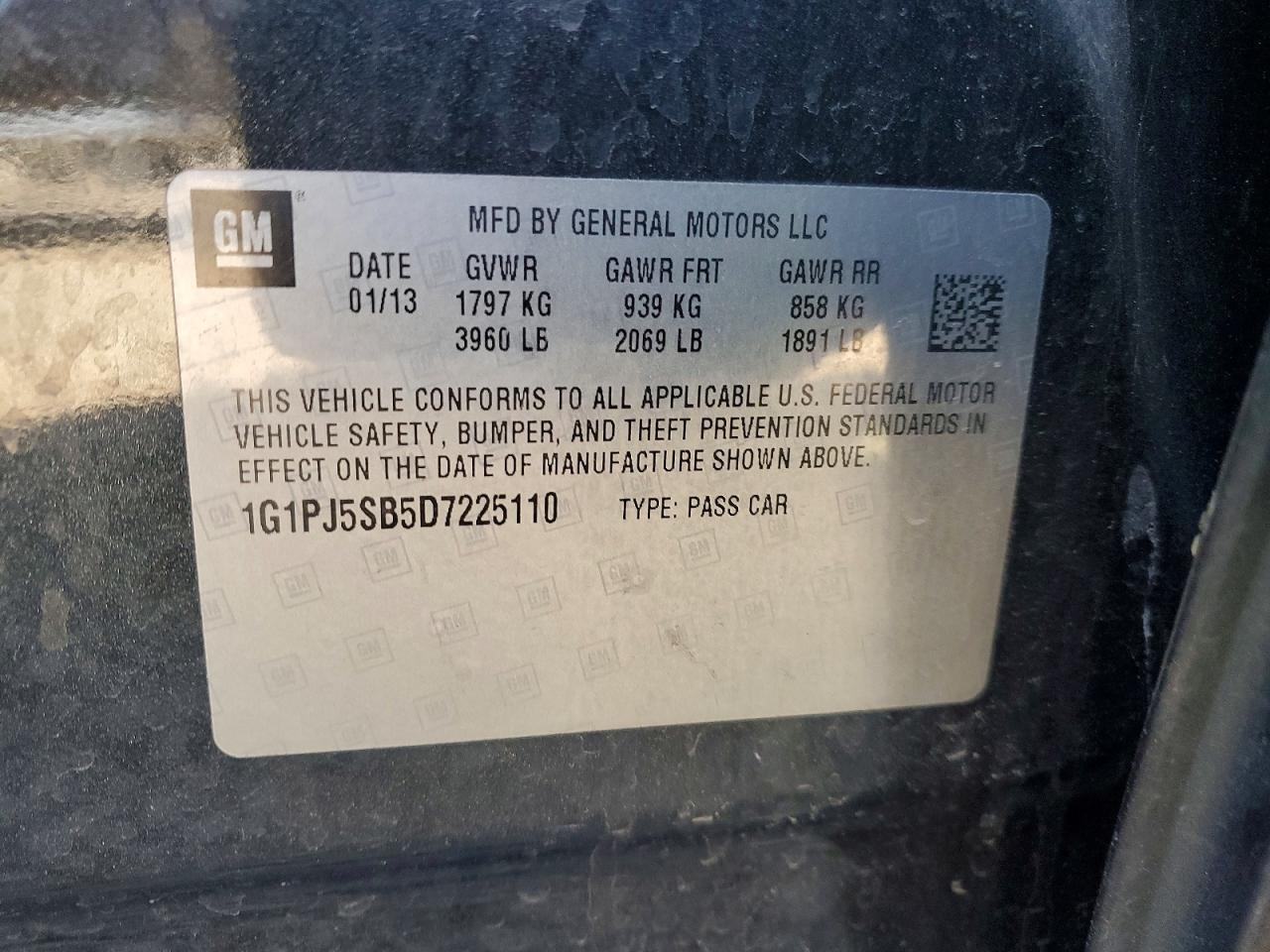 2013 Chevrolet Cruze Black vin: 1G1PJ5SB5D7225110