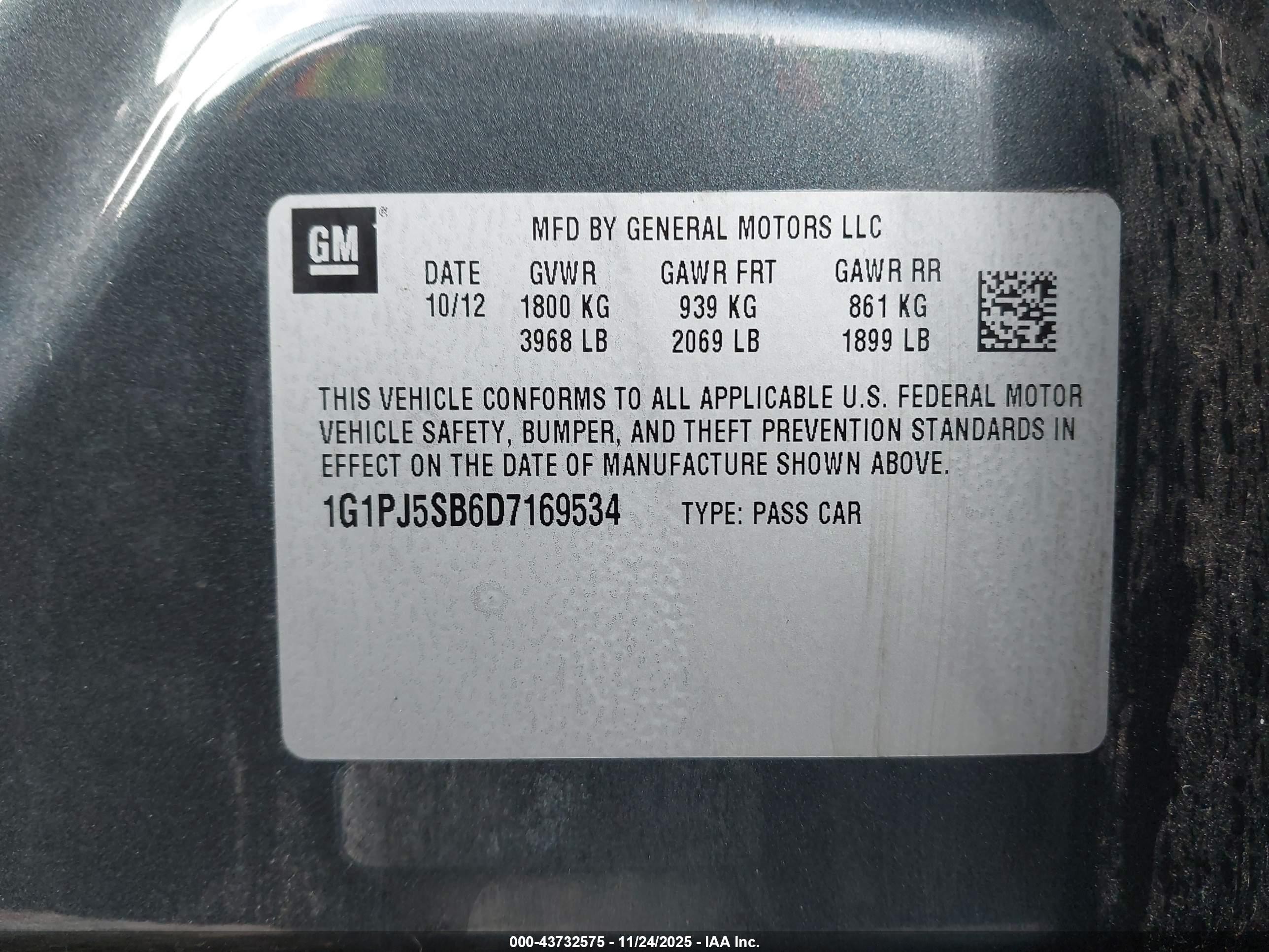 2013 Chevrolet Cruze Eco Manual Gray vin: 1G1PJ5SB6D7169534
