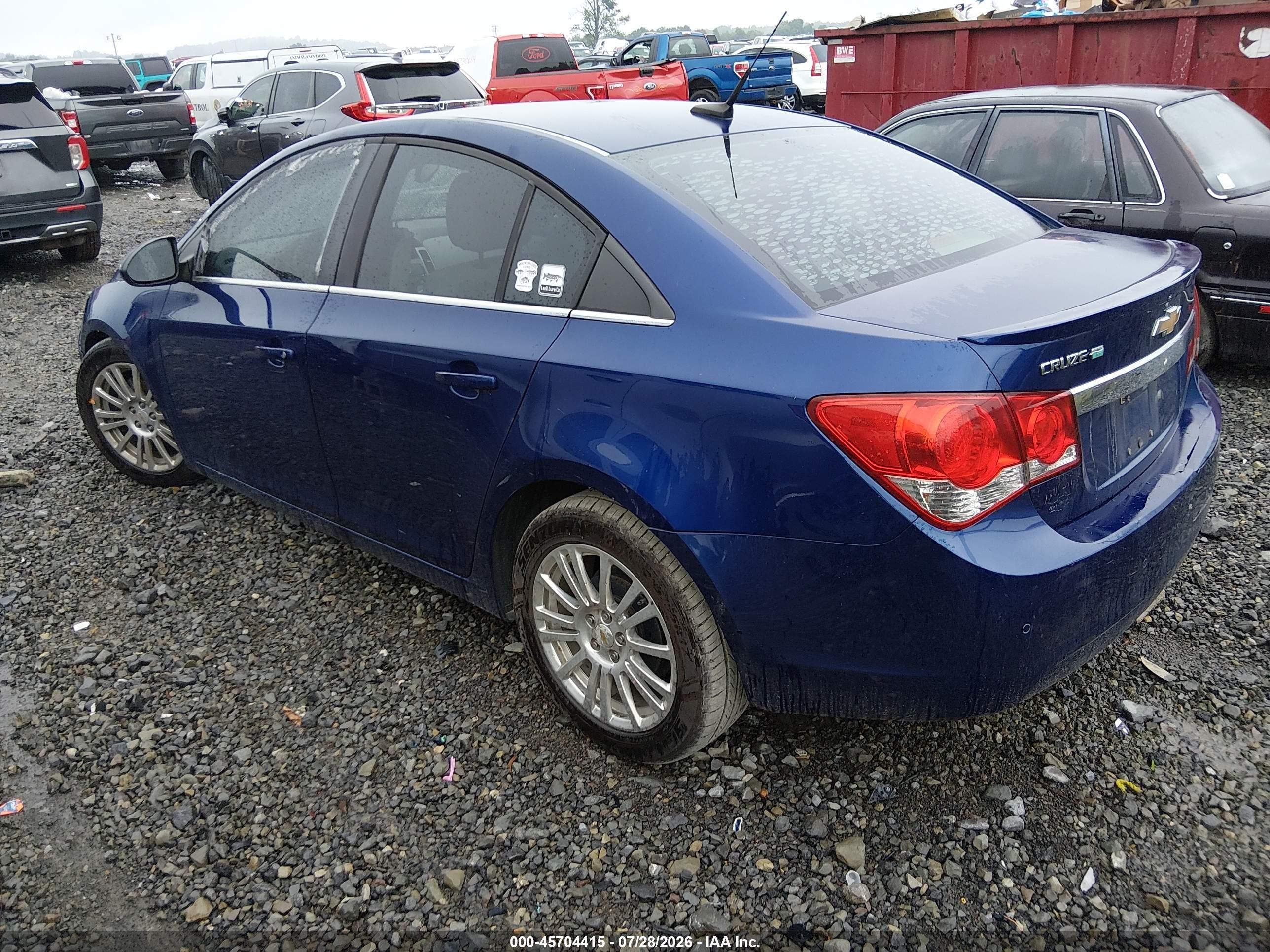 2012 Chevrolet Cruze Eco Blue vin: 1G1PJ5SC1C7127361