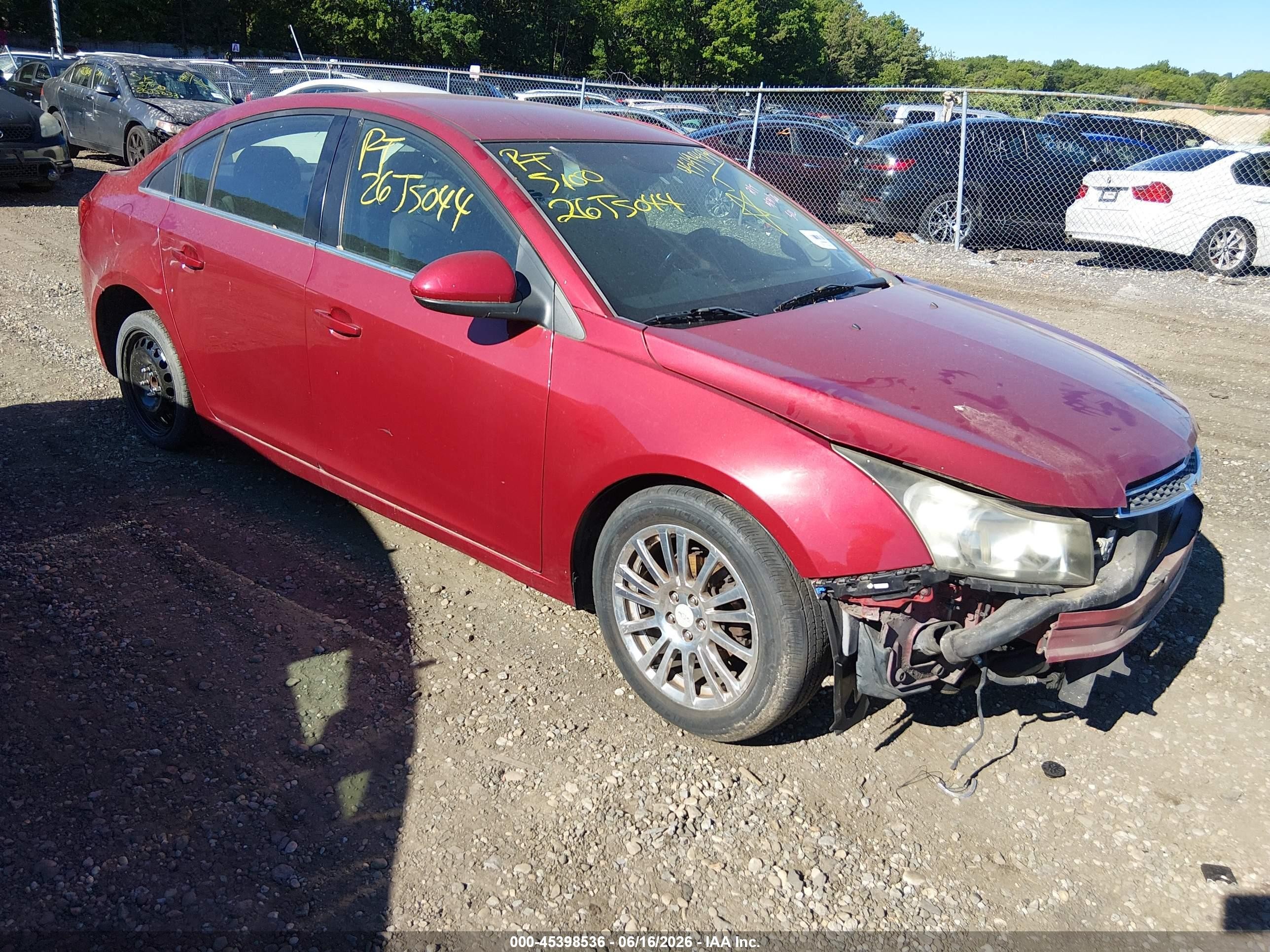 2012 Chevrolet Cruze Eco Red vin: 1G1PJ5SC2C7191635
