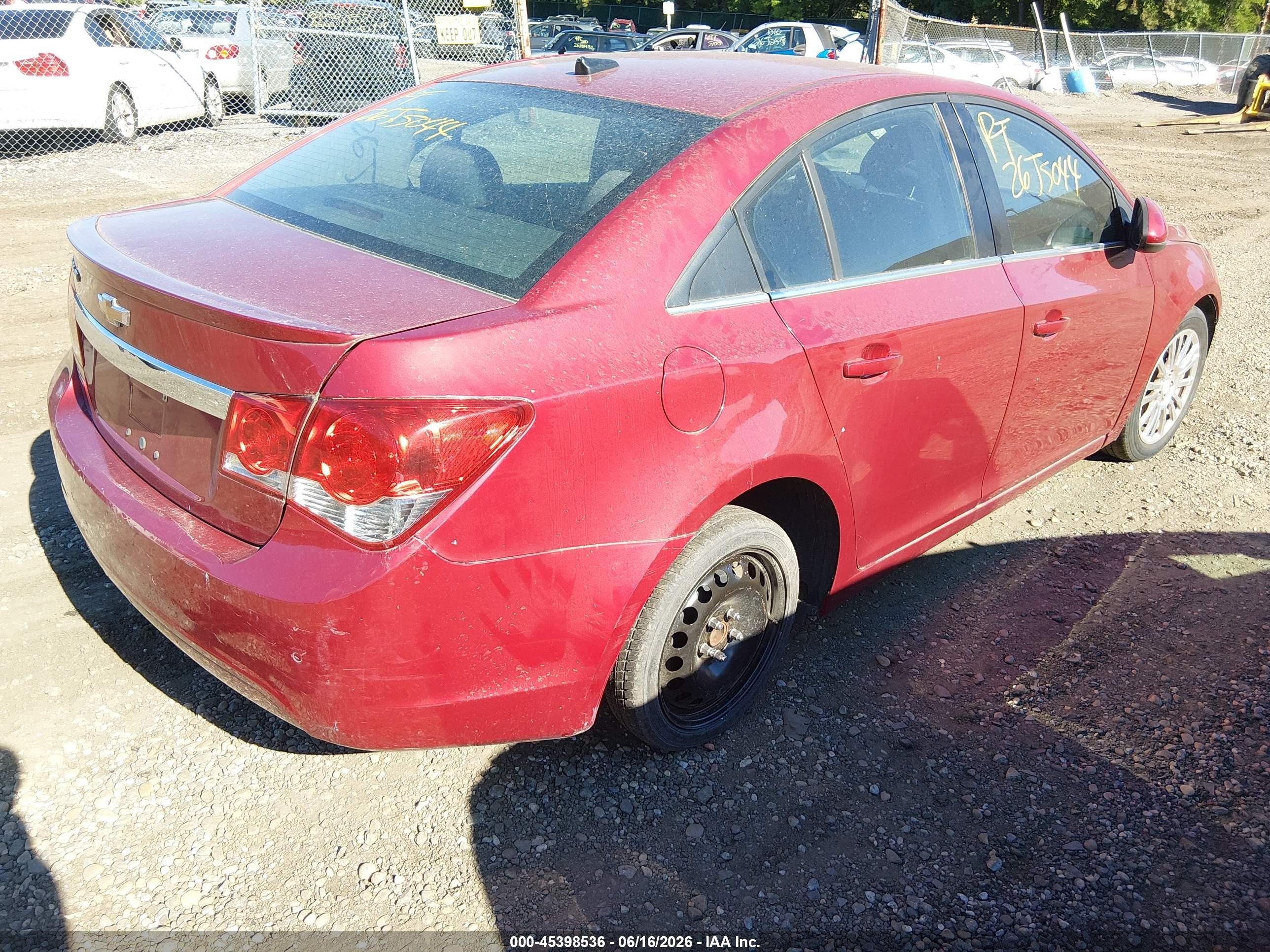 2012 Chevrolet Cruze Eco Red vin: 1G1PJ5SC2C7191635