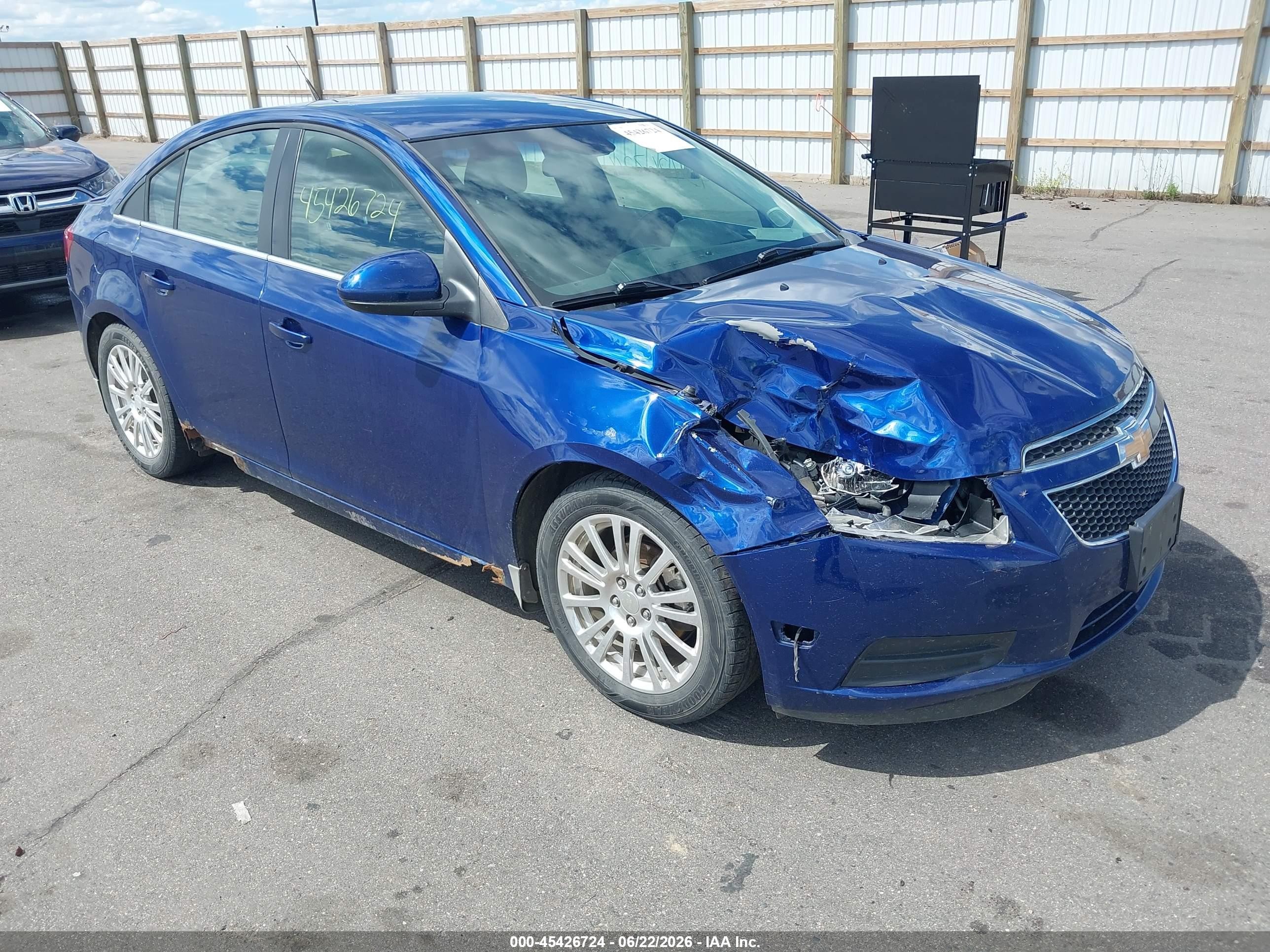 2012 Chevrolet Cruze Eco Blue vin: 1G1PJ5SC3C7289153