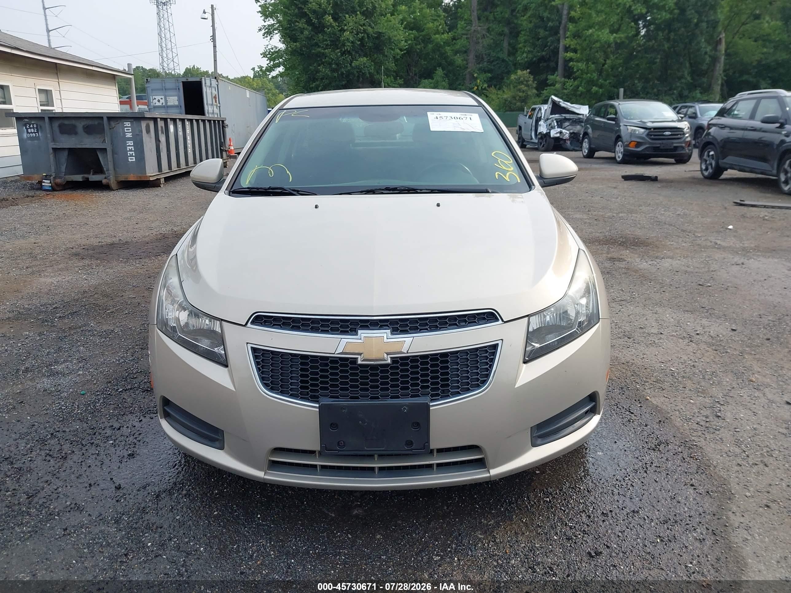 2012 Chevrolet Cruze Eco Beige vin: 1G1PJ5SC4C7185061