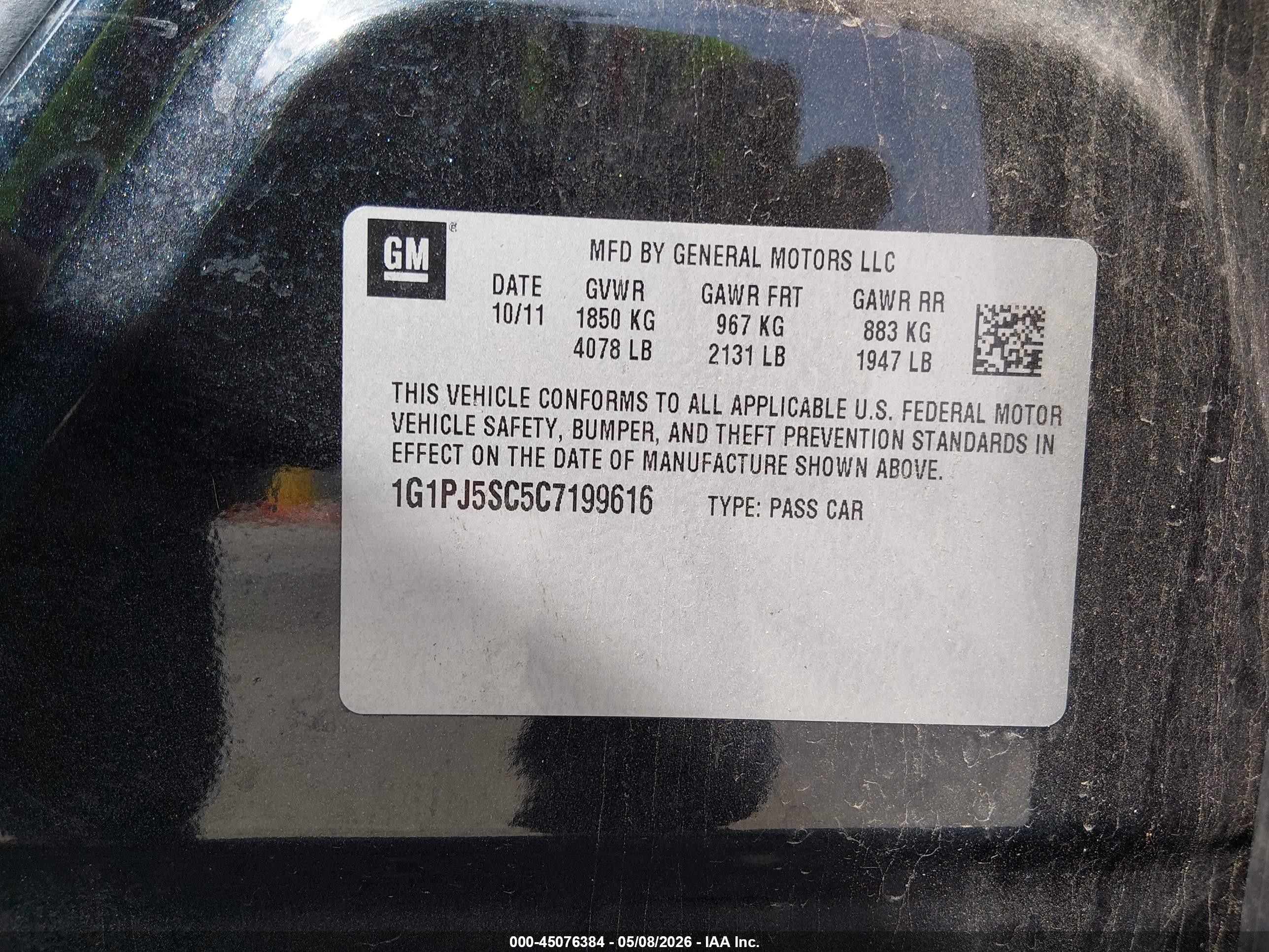 2012 Chevrolet Cruze Eco Black vin: 1G1PJ5SC5C7199616