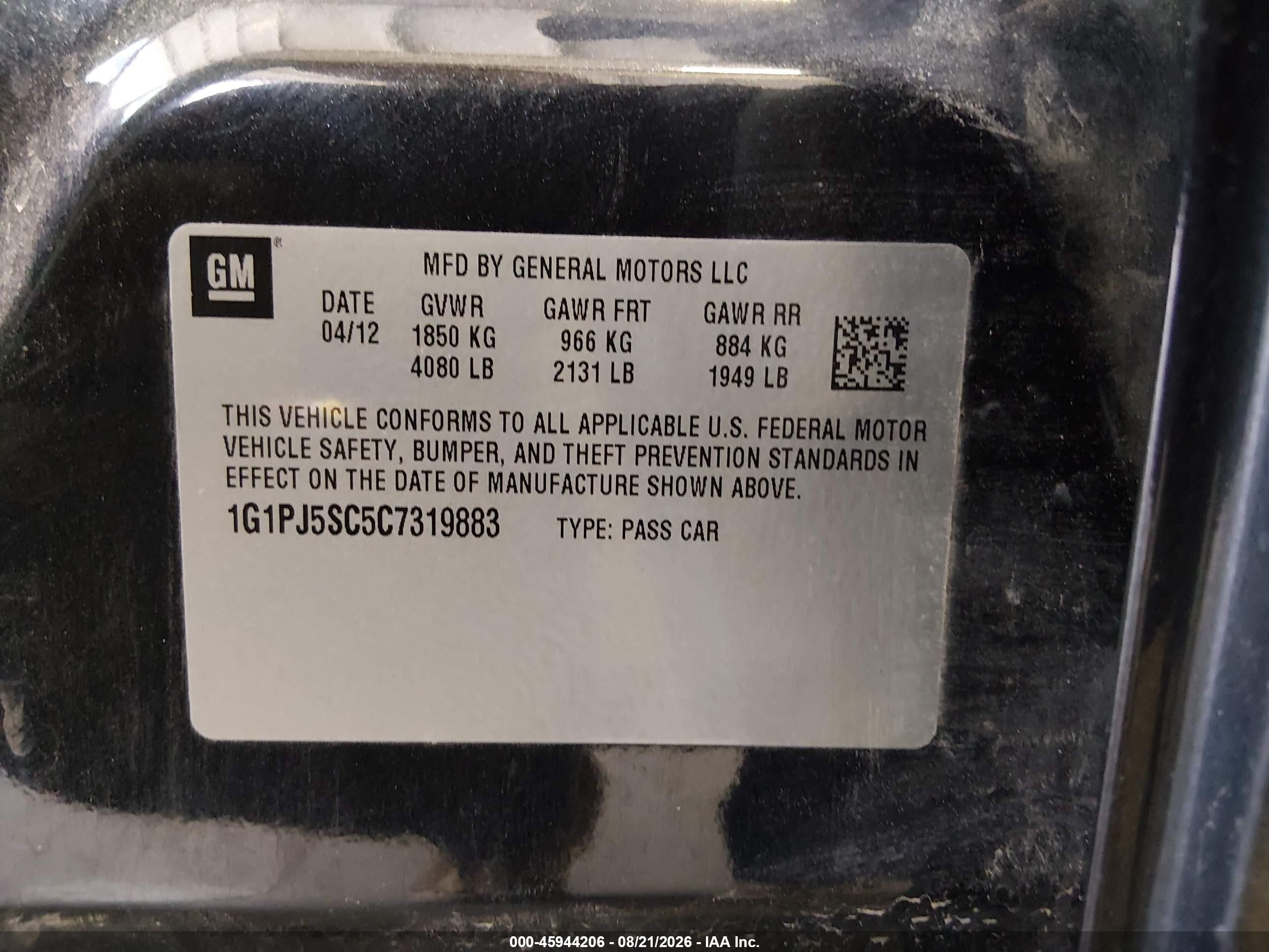 2012 Chevrolet Cruze Eco Black vin: 1G1PJ5SC5C7319883